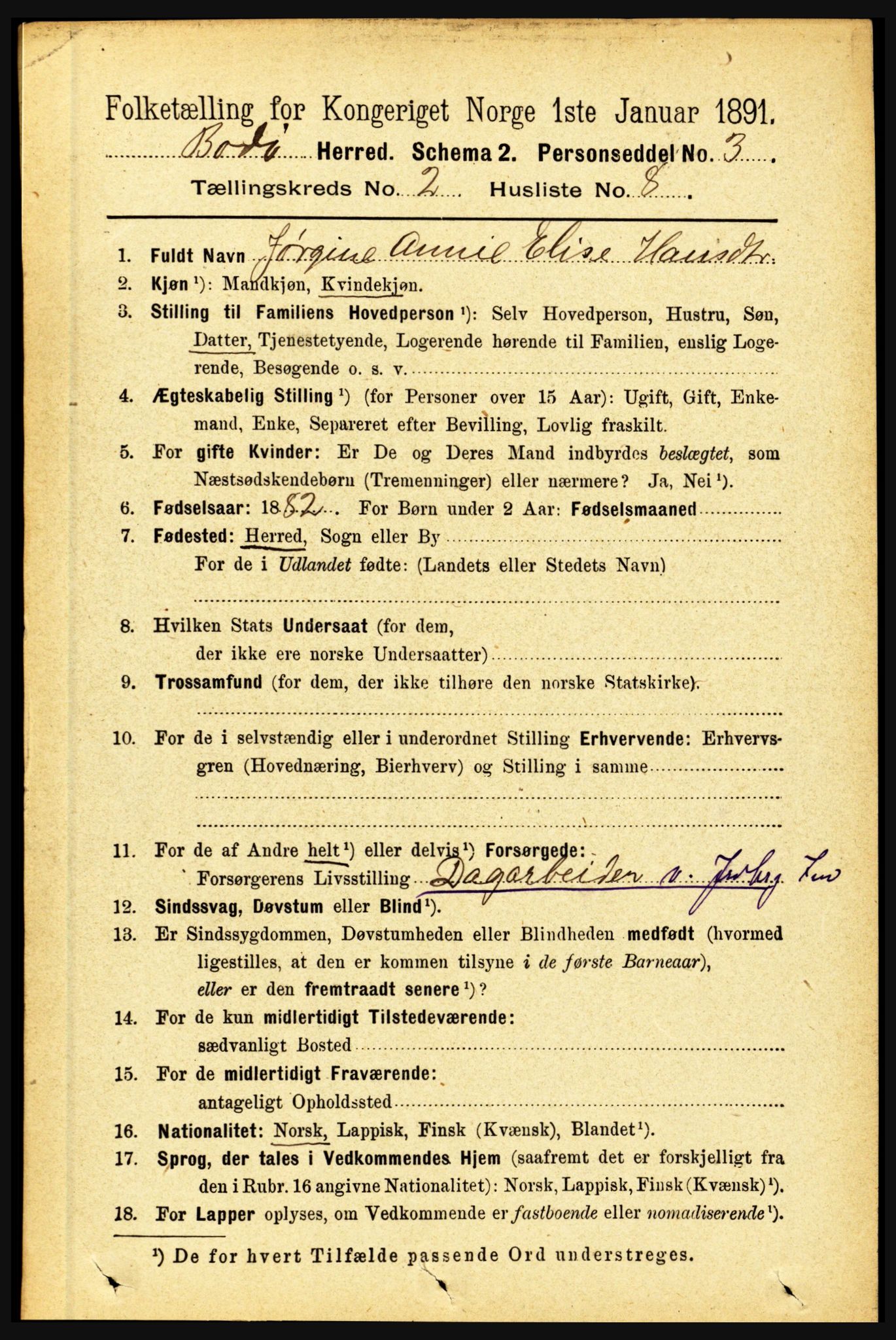 RA, Folketelling 1891 for 1843 Bodø herred, 1891, s. 741