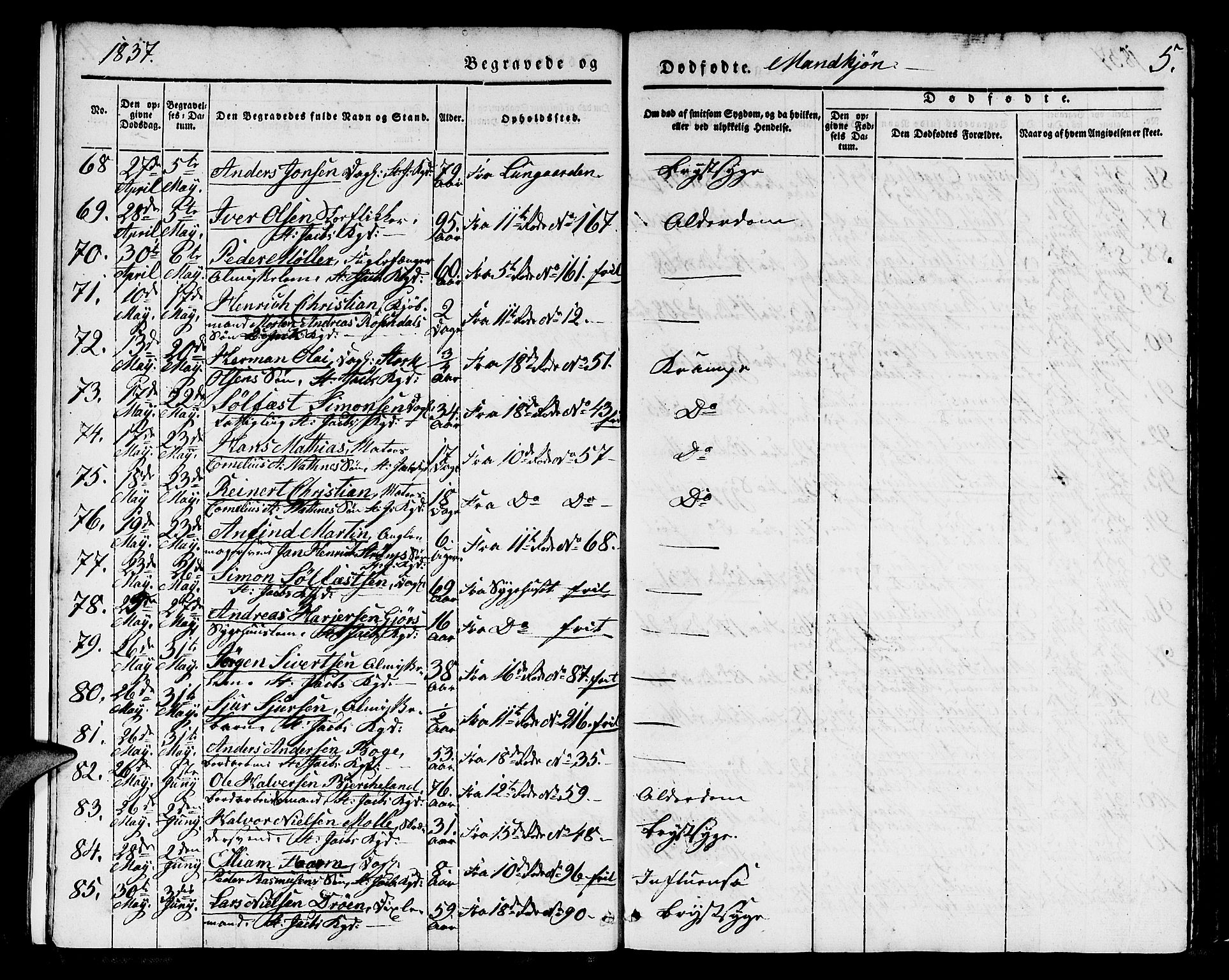 Domkirken sokneprestembete, AV/SAB-A-74801/H/Hab/L0037: Klokkerbok nr. E 1, 1836-1848, s. 5