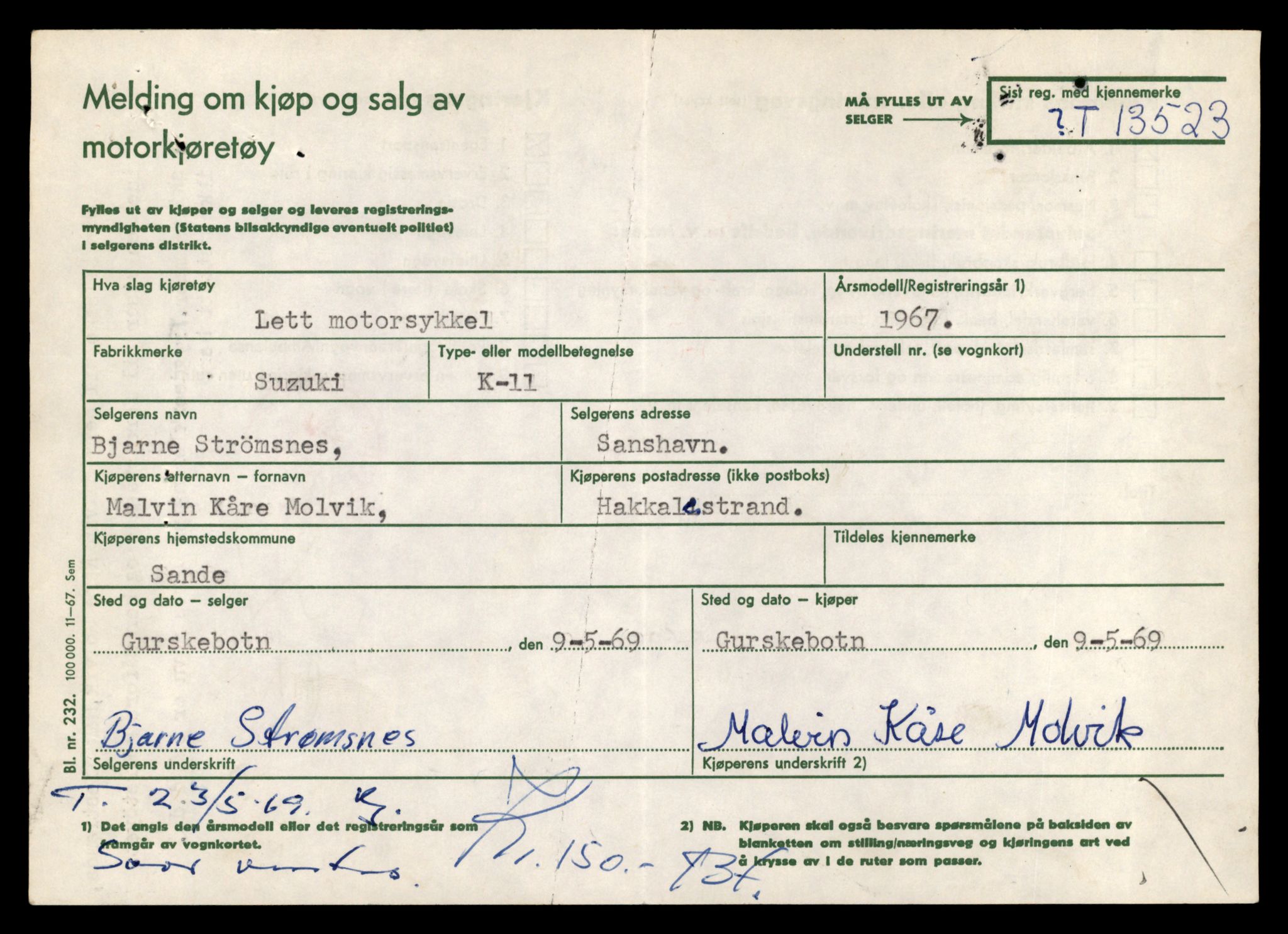 Møre og Romsdal vegkontor - Ålesund trafikkstasjon, AV/SAT-A-4099/F/Fe/L0039: Registreringskort for kjøretøy T 13361 - T 13530, 1927-1998, s. 2853