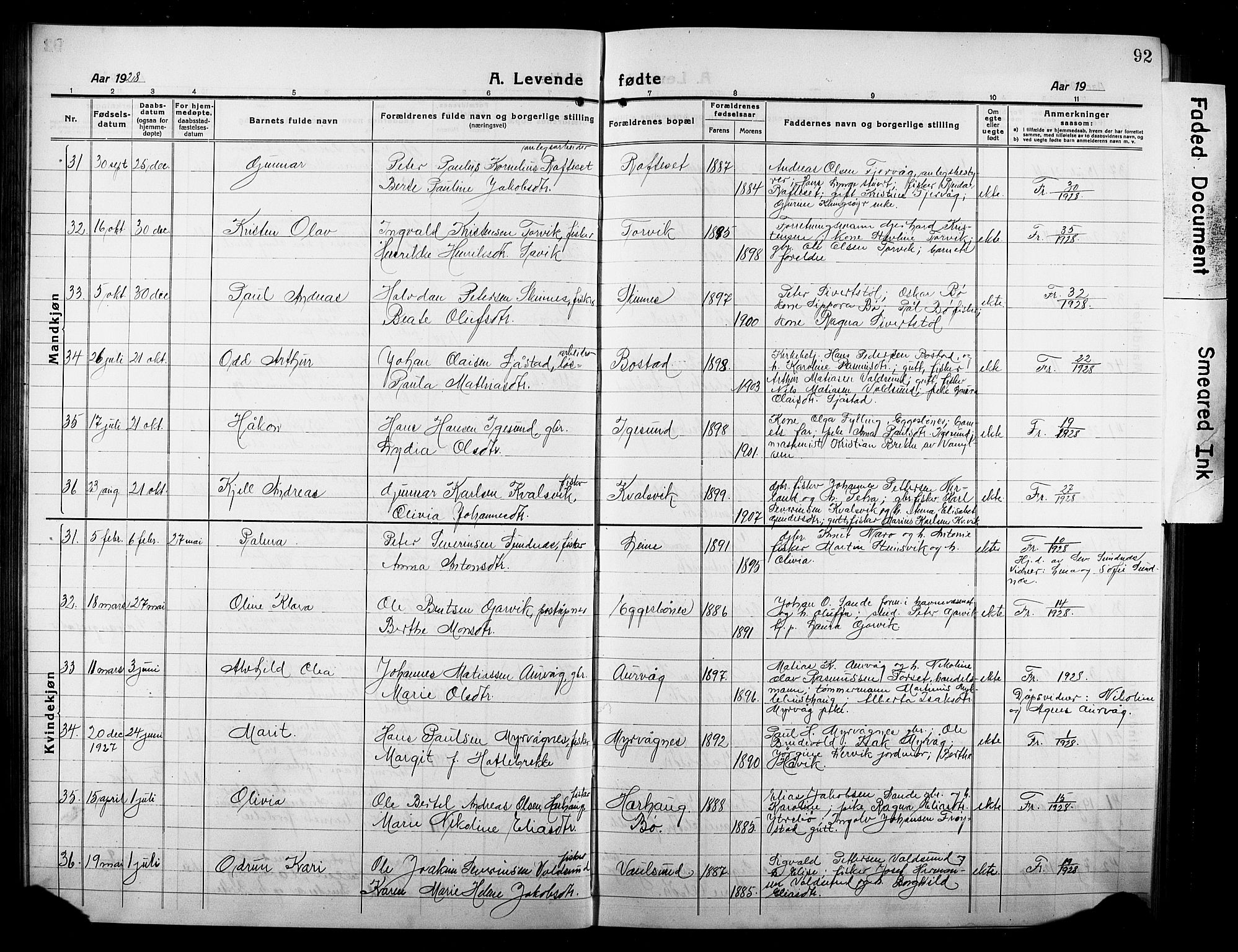 Ministerialprotokoller, klokkerbøker og fødselsregistre - Møre og Romsdal, AV/SAT-A-1454/507/L0084: Klokkerbok nr. 507C07, 1919-1932, s. 92