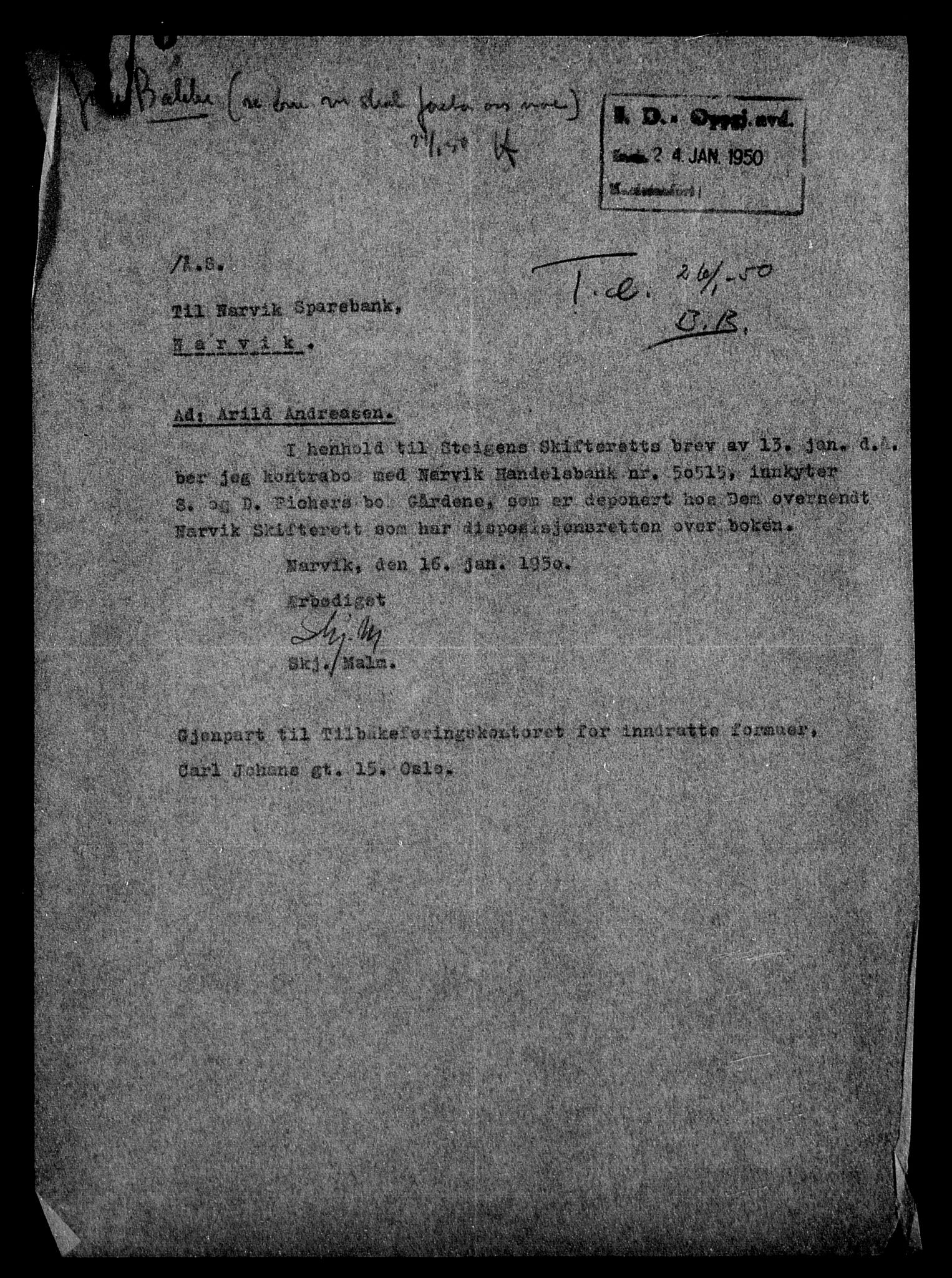Justisdepartementet, Tilbakeføringskontoret for inndratte formuer, AV/RA-S-1564/H/Hc/Hcb/L0913: --, 1945-1947, s. 19
