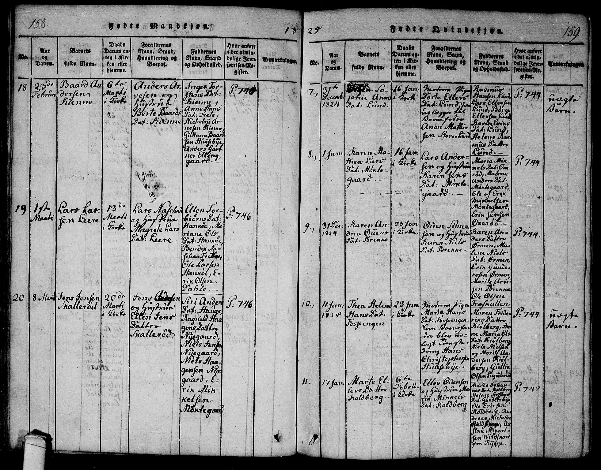 Onsøy prestekontor Kirkebøker, AV/SAO-A-10914/F/Fa/L0002: Ministerialbok nr. I 2, 1814-1840, s. 158-159