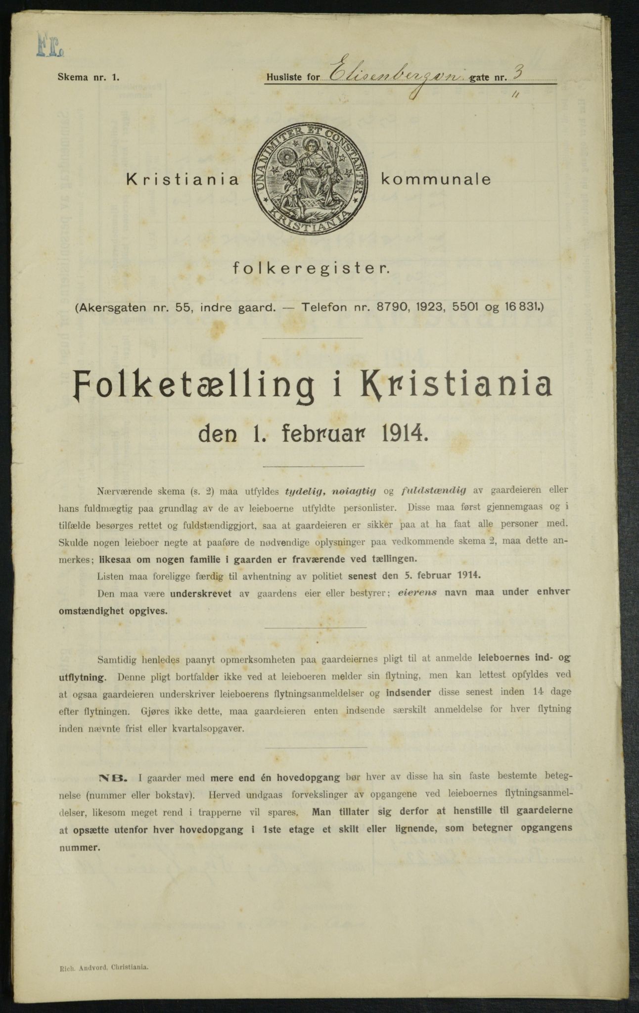 OBA, Kommunal folketelling 1.2.1914 for Kristiania, 1914, s. 20587