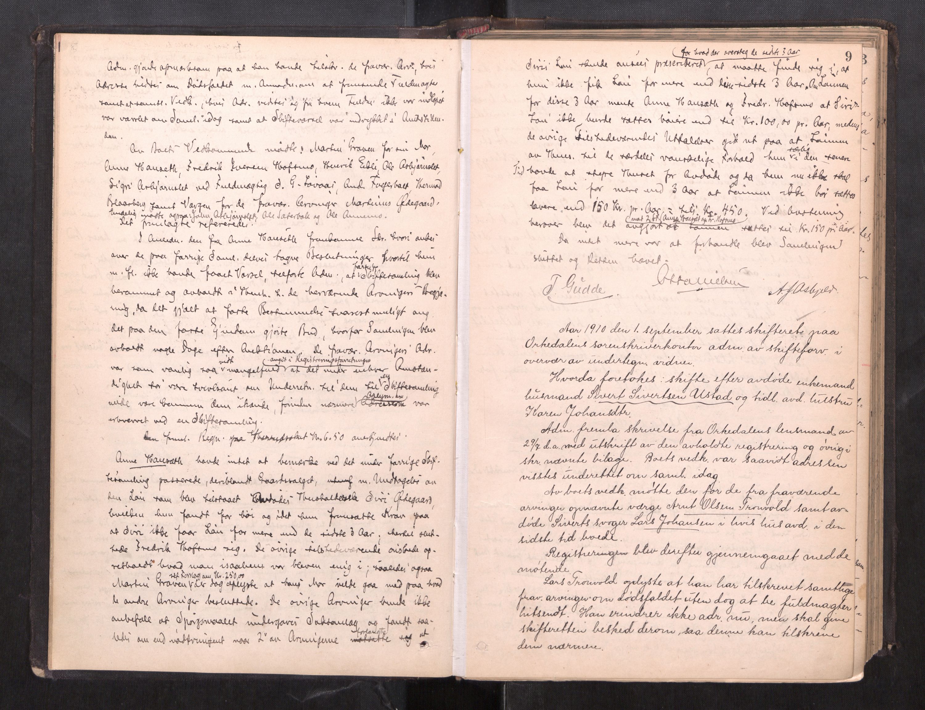 Orkdal sorenskriveri, AV/SAT-A-4169/1/3/3B/L0012: Skiftebehandlingsprotokoll, 1908-1919, s. 8b-9a