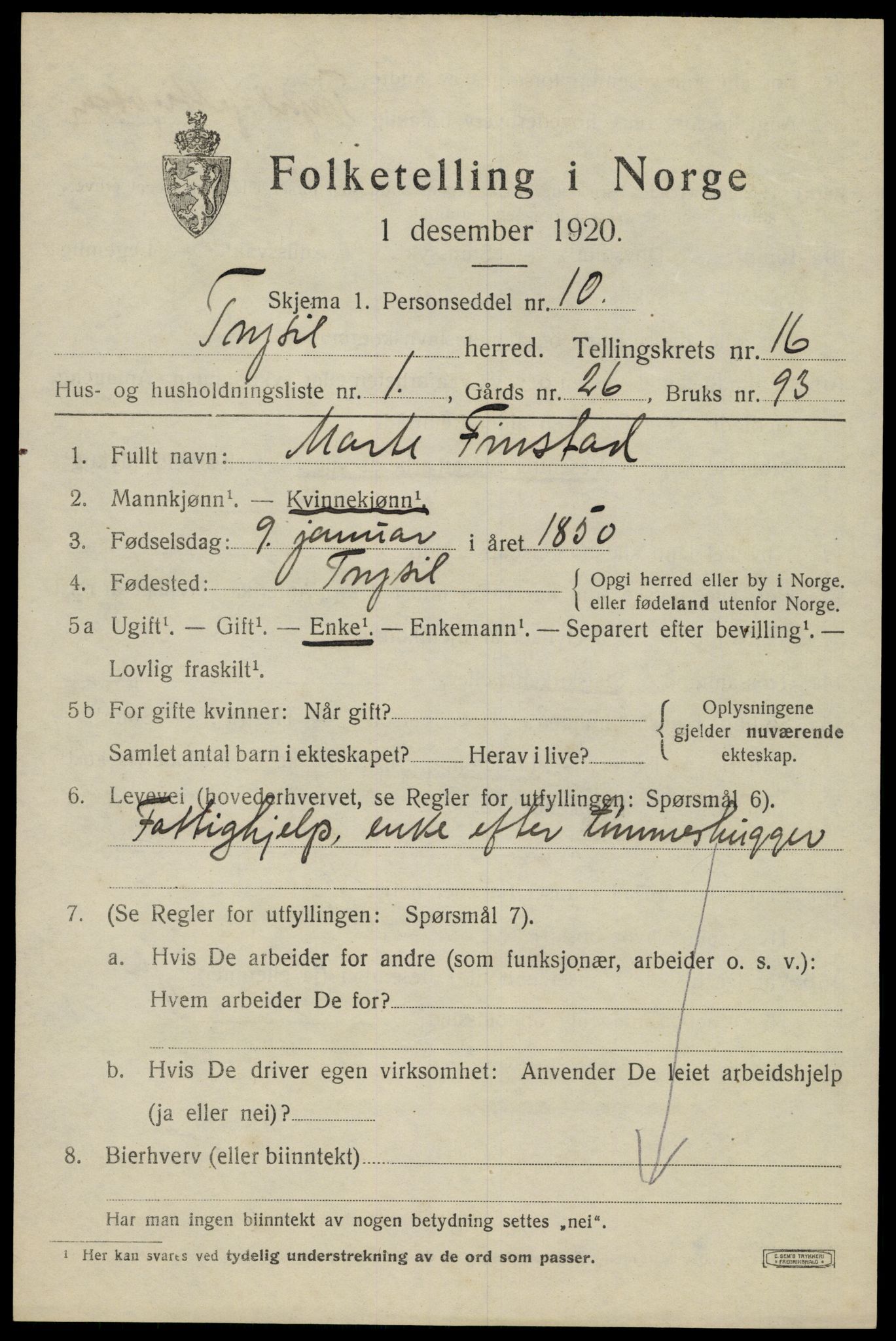 SAH, Folketelling 1920 for 0428 Trysil herred, 1920, s. 9439