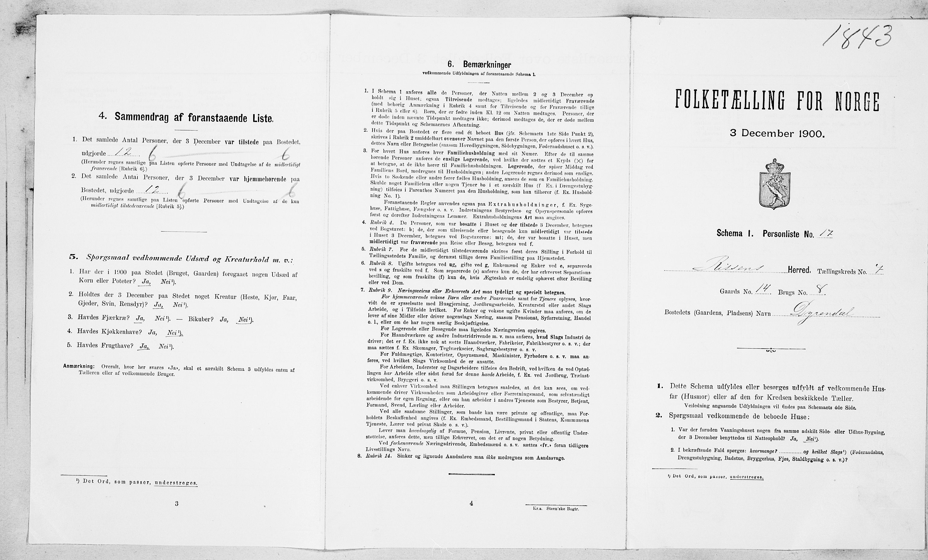 SAT, Folketelling 1900 for 1624 Rissa herred, 1900, s. 837