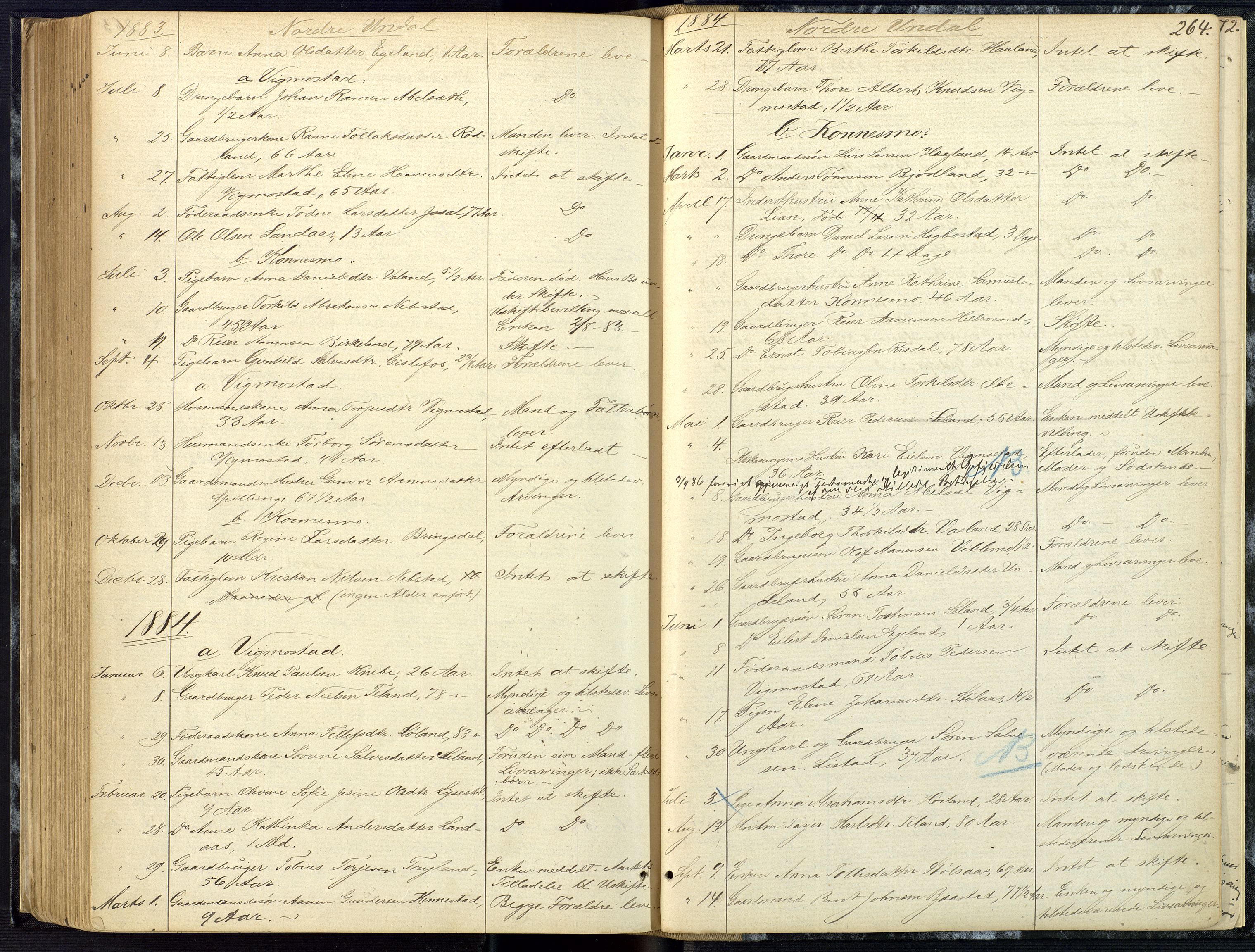Mandal sorenskriveri, AV/SAK-1221-0005/001/H/Ha/L0001: Dødsfall hele sorenskriveriet nr A1, 1862-1901, s. 263b-264a
