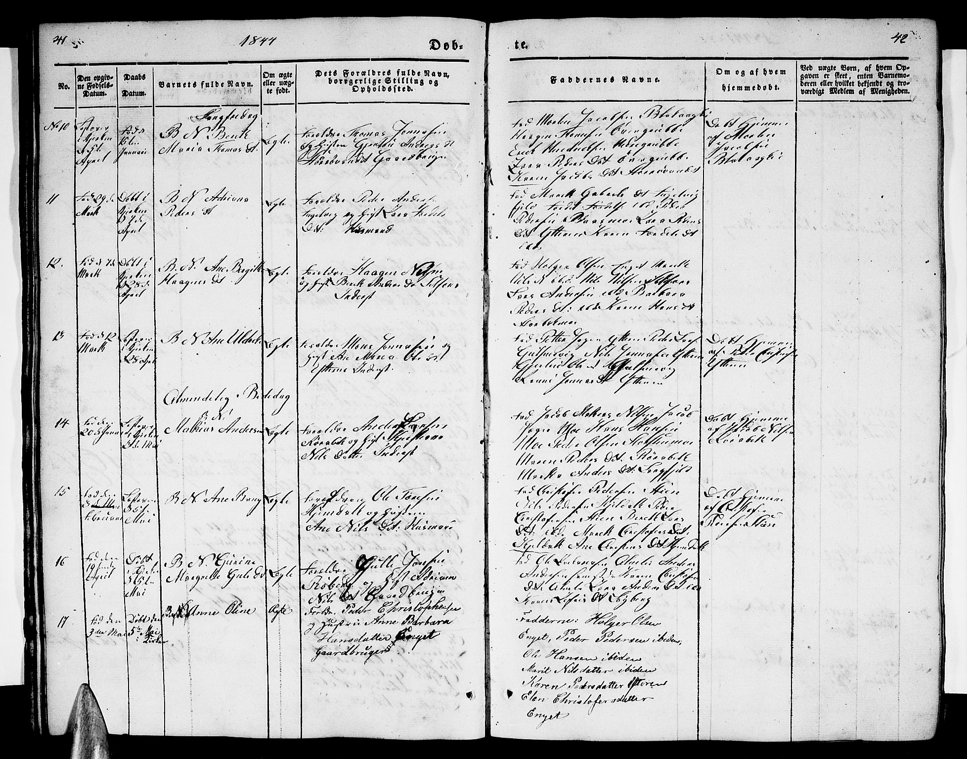 Ministerialprotokoller, klokkerbøker og fødselsregistre - Nordland, AV/SAT-A-1459/827/L0413: Klokkerbok nr. 827C02, 1842-1852, s. 41-42