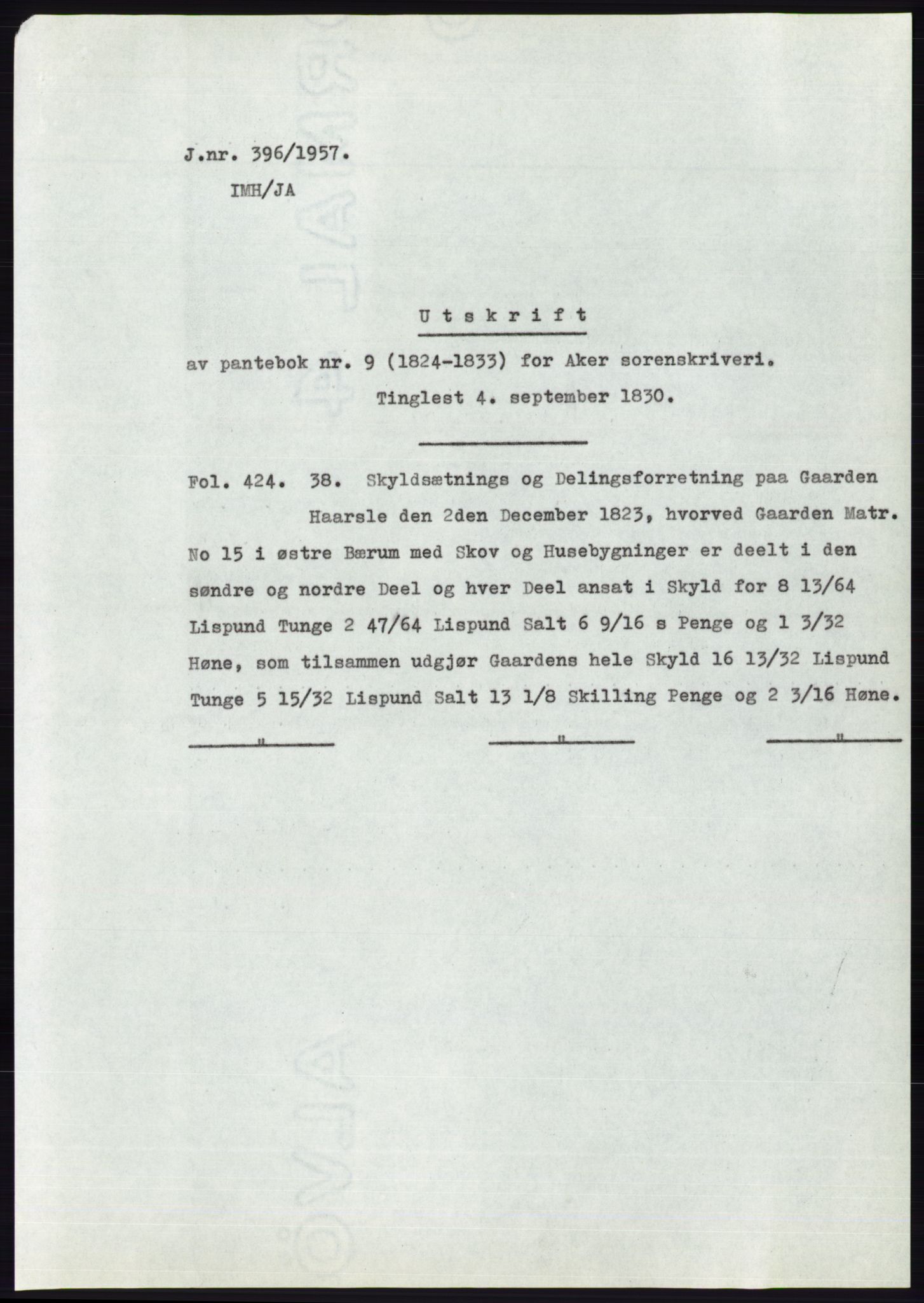 Statsarkivet i Oslo, SAO/A-10621/Z/Zd/L0006: Avskrifter, j.nr 5-792/1957, 1957, s. 176