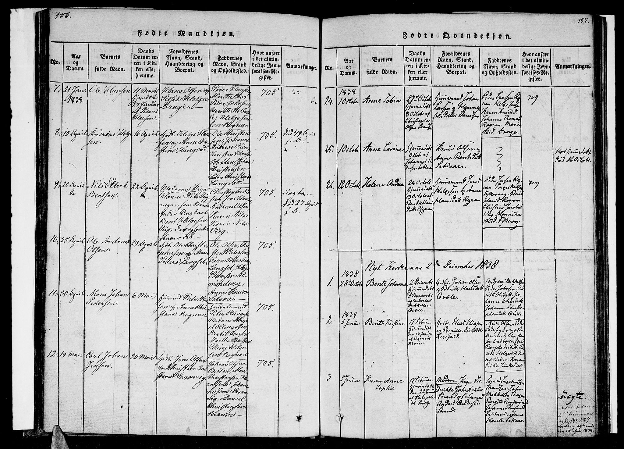 Ministerialprotokoller, klokkerbøker og fødselsregistre - Nordland, AV/SAT-A-1459/847/L0665: Ministerialbok nr. 847A05, 1818-1841, s. 156-157