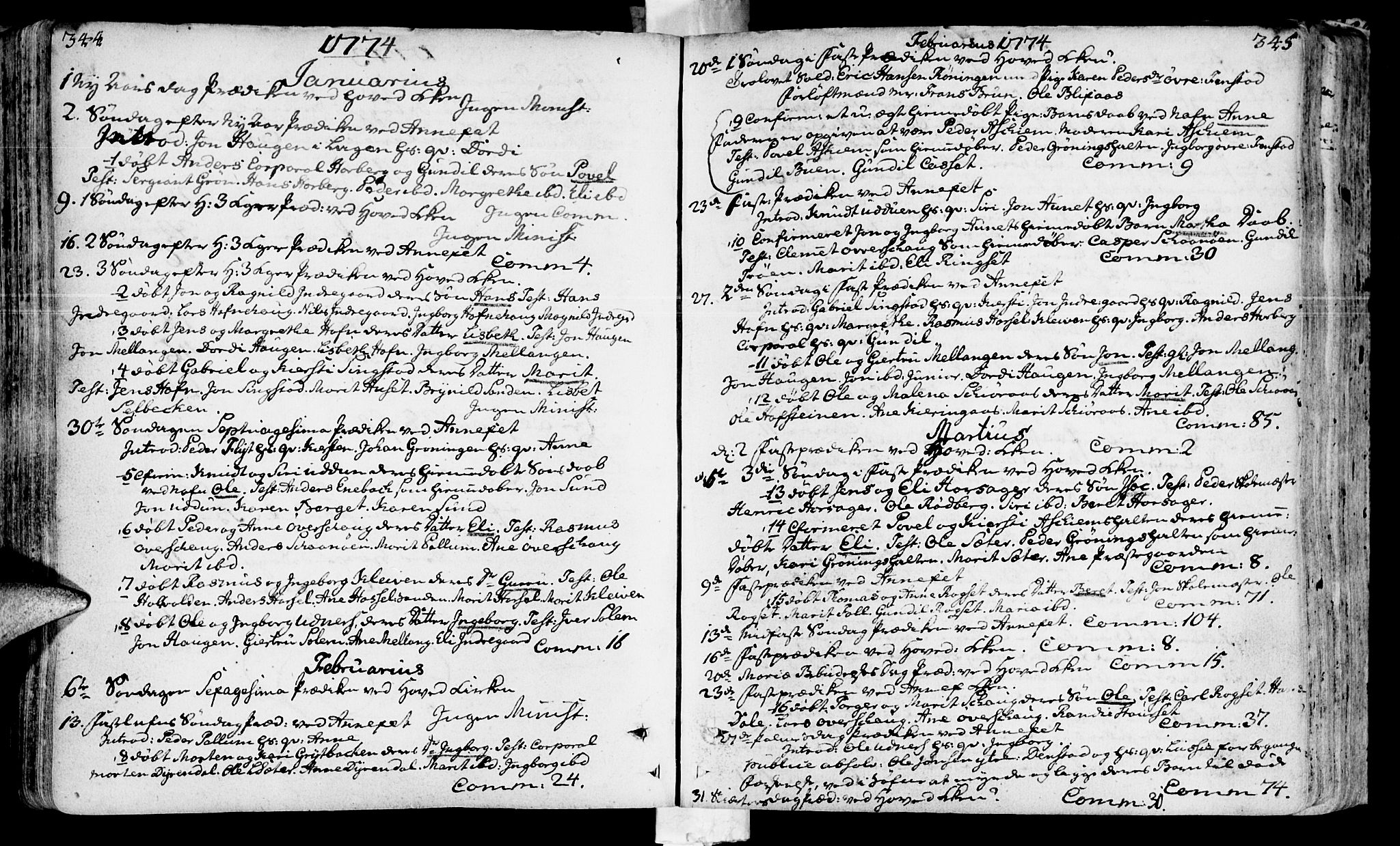 Ministerialprotokoller, klokkerbøker og fødselsregistre - Sør-Trøndelag, AV/SAT-A-1456/646/L0605: Ministerialbok nr. 646A03, 1751-1790, s. 344-345