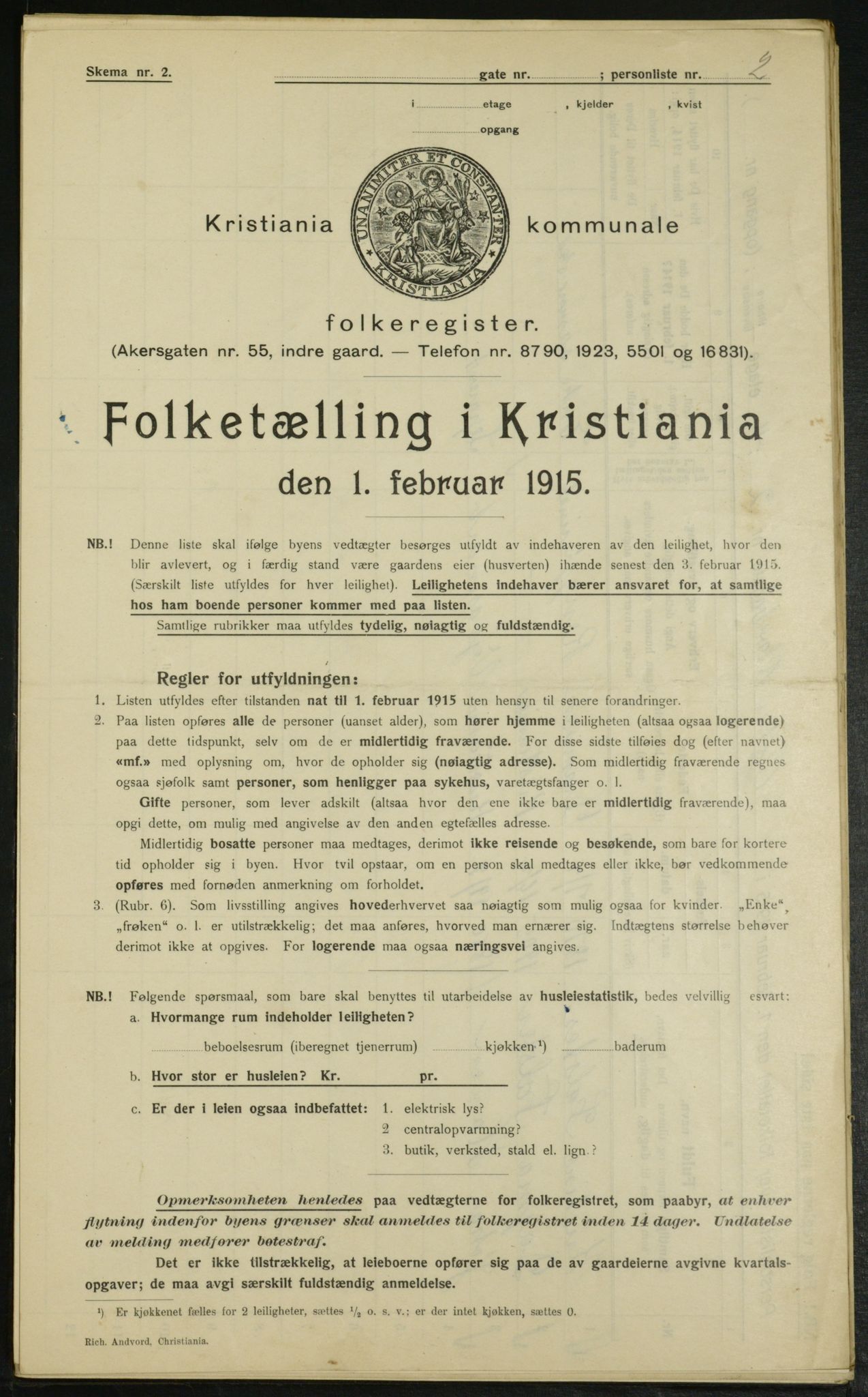 OBA, Kommunal folketelling 1.2.1915 for Kristiania, 1915, s. 129989