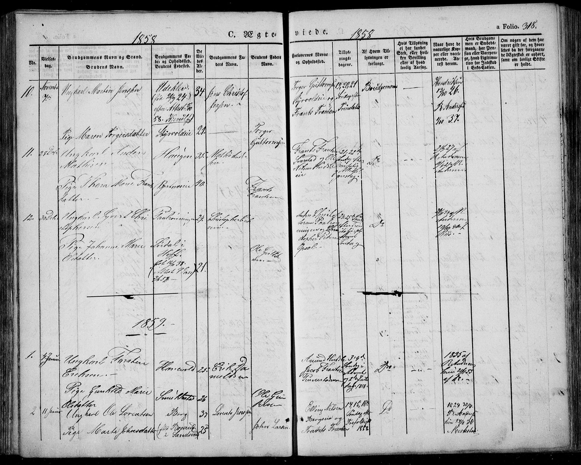 Lardal kirkebøker, AV/SAKO-A-350/F/Fa/L0006: Ministerialbok nr. I 6, 1835-1860, s. 318