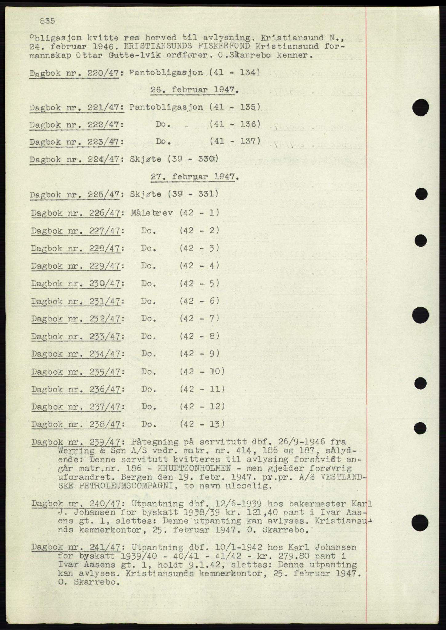 Kristiansund byfogd, SAT/A-4587/A/27: Pantebok nr. 32b, 1945-1950, Dagboknr: 223/1947