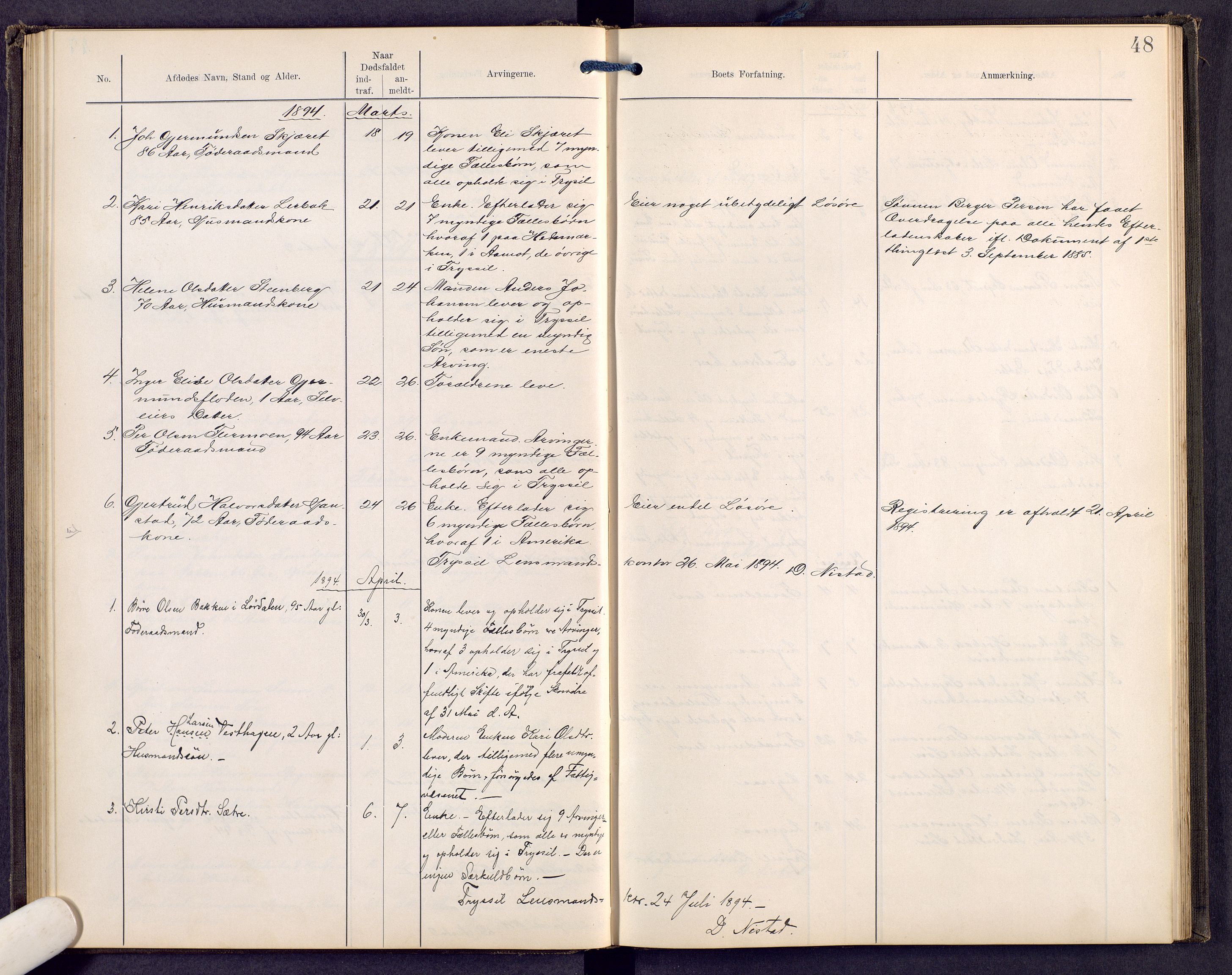 Sør-Østerdal sorenskriveri, SAH/TING-018/J/Jg/L0008: Dødsfallsjournal, 1886-1902, s. 48