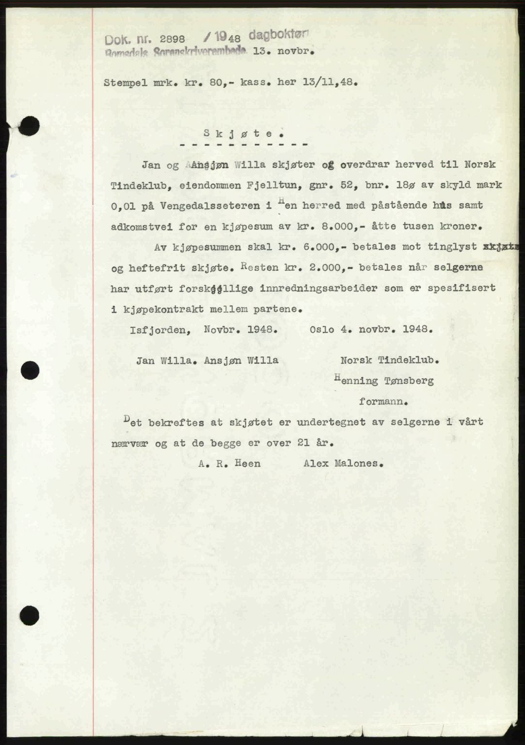Romsdal sorenskriveri, SAT/A-4149/1/2/2C: Pantebok nr. A27, 1948-1948, Dagboknr: 2898/1948