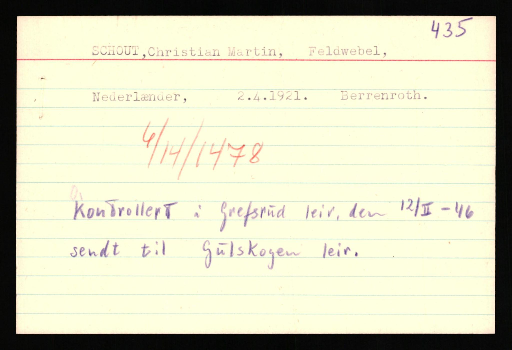 Forsvaret, Forsvarets overkommando II, AV/RA-RAFA-3915/D/Db/L0030: CI Questionaires. Tyske okkupasjonsstyrker i Norge. Tyskere., 1945-1946, s. 180