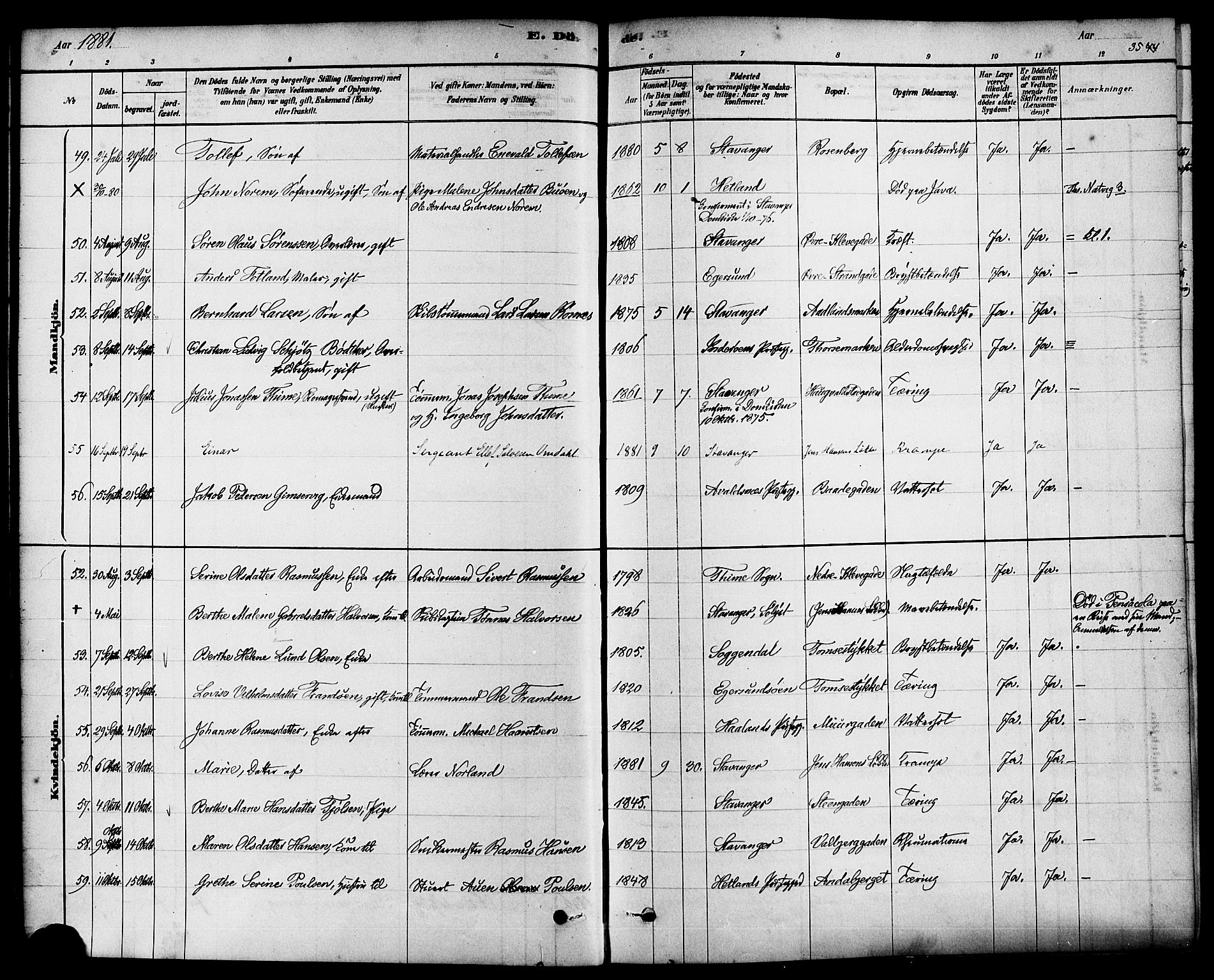 Domkirken sokneprestkontor, AV/SAST-A-101812/001/30/30BA/L0027: Ministerialbok nr. A 26, 1878-1896, s. 35