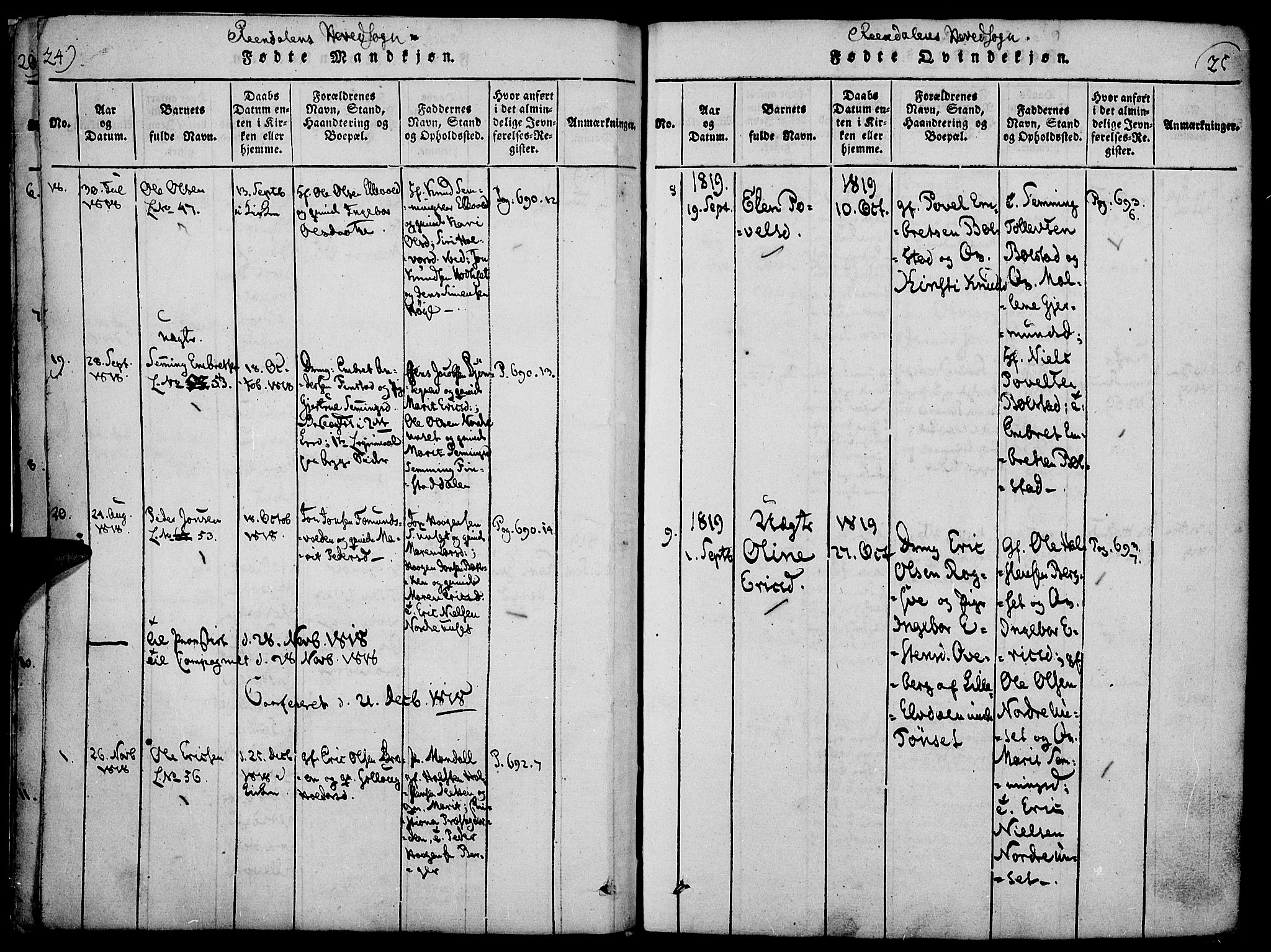 Rendalen prestekontor, SAH/PREST-054/H/Ha/Haa/L0003: Ministerialbok nr. 3, 1815-1829, s. 24-25