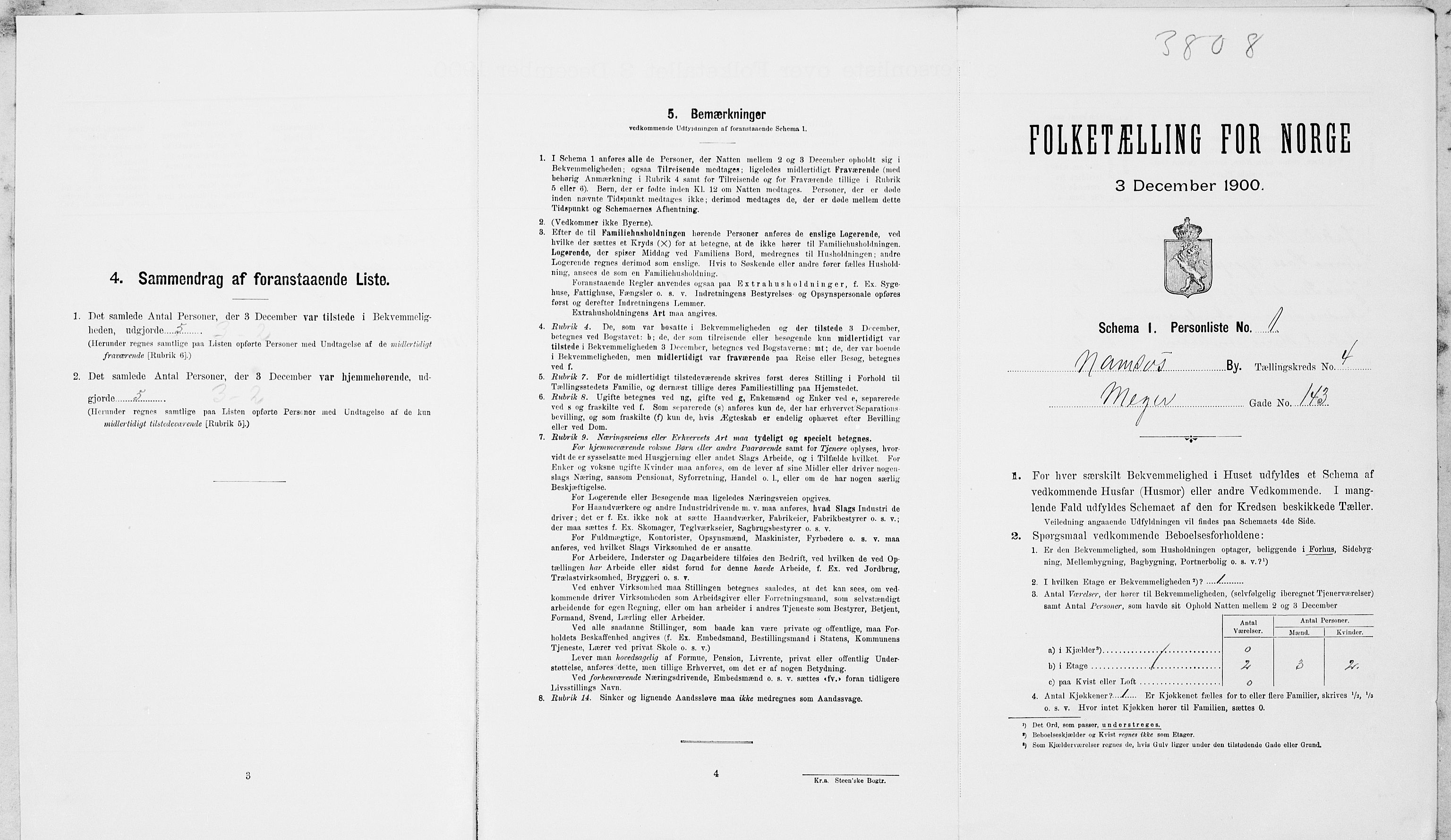SAT, Folketelling 1900 for 1703 Namsos ladested, 1900, s. 692