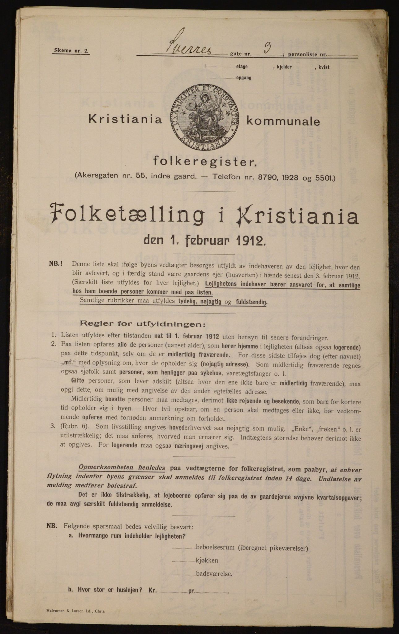 OBA, Kommunal folketelling 1.2.1912 for Kristiania, 1912, s. 105980