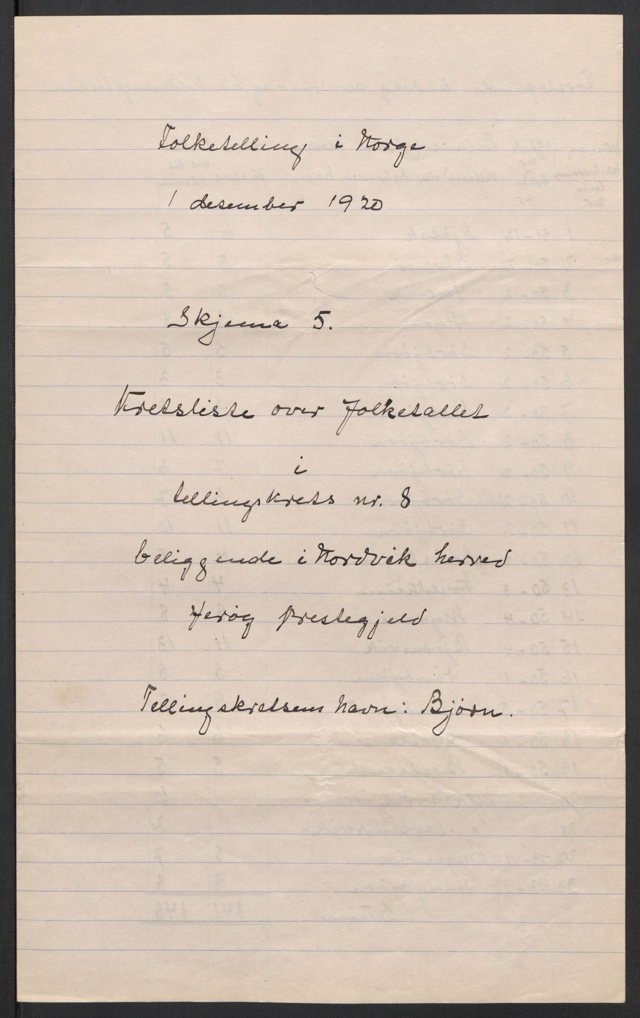 SAT, Folketelling 1920 for 1819 Nordvik herred, 1920, s. 27