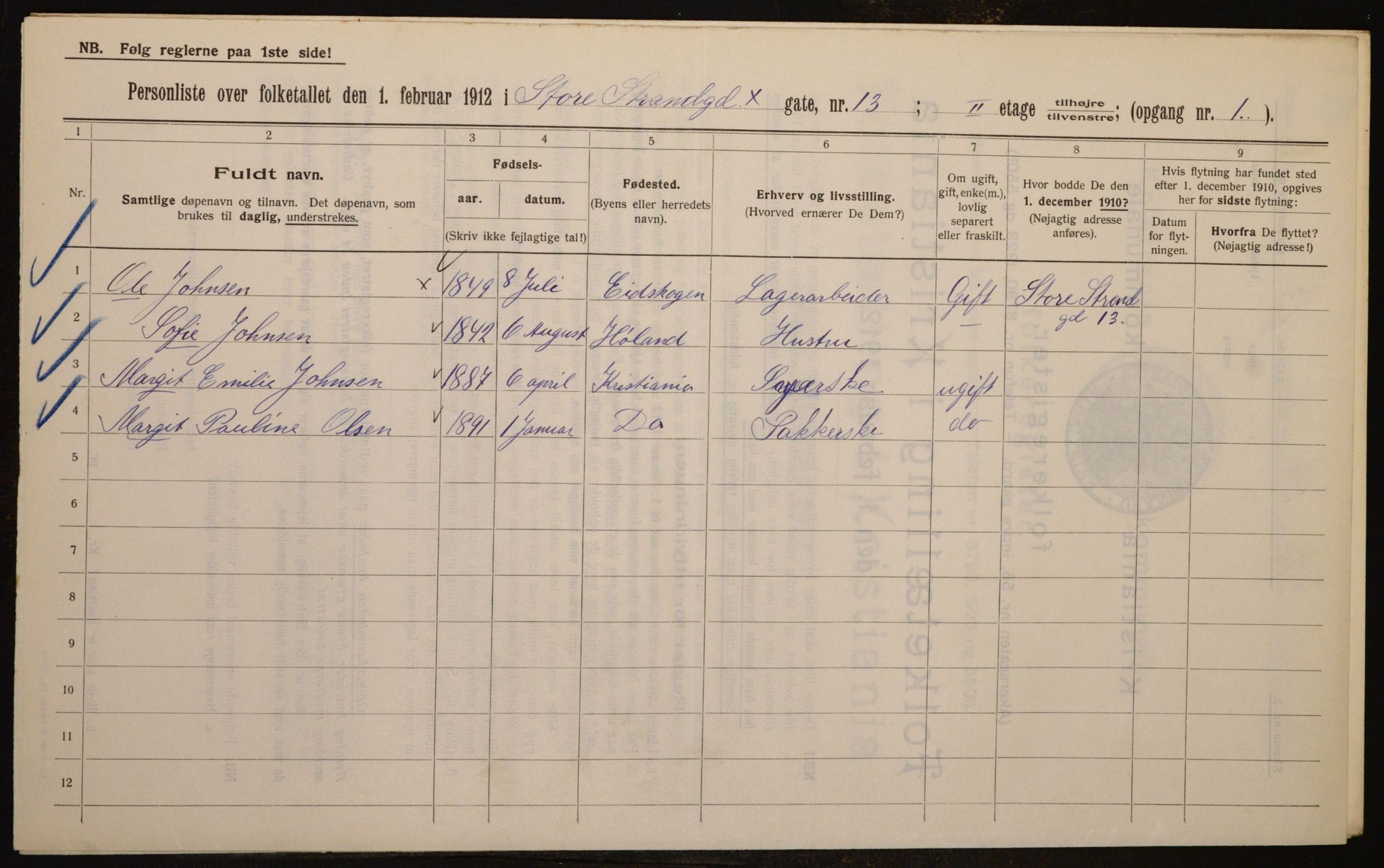 OBA, Kommunal folketelling 1.2.1912 for Kristiania, 1912, s. 102951