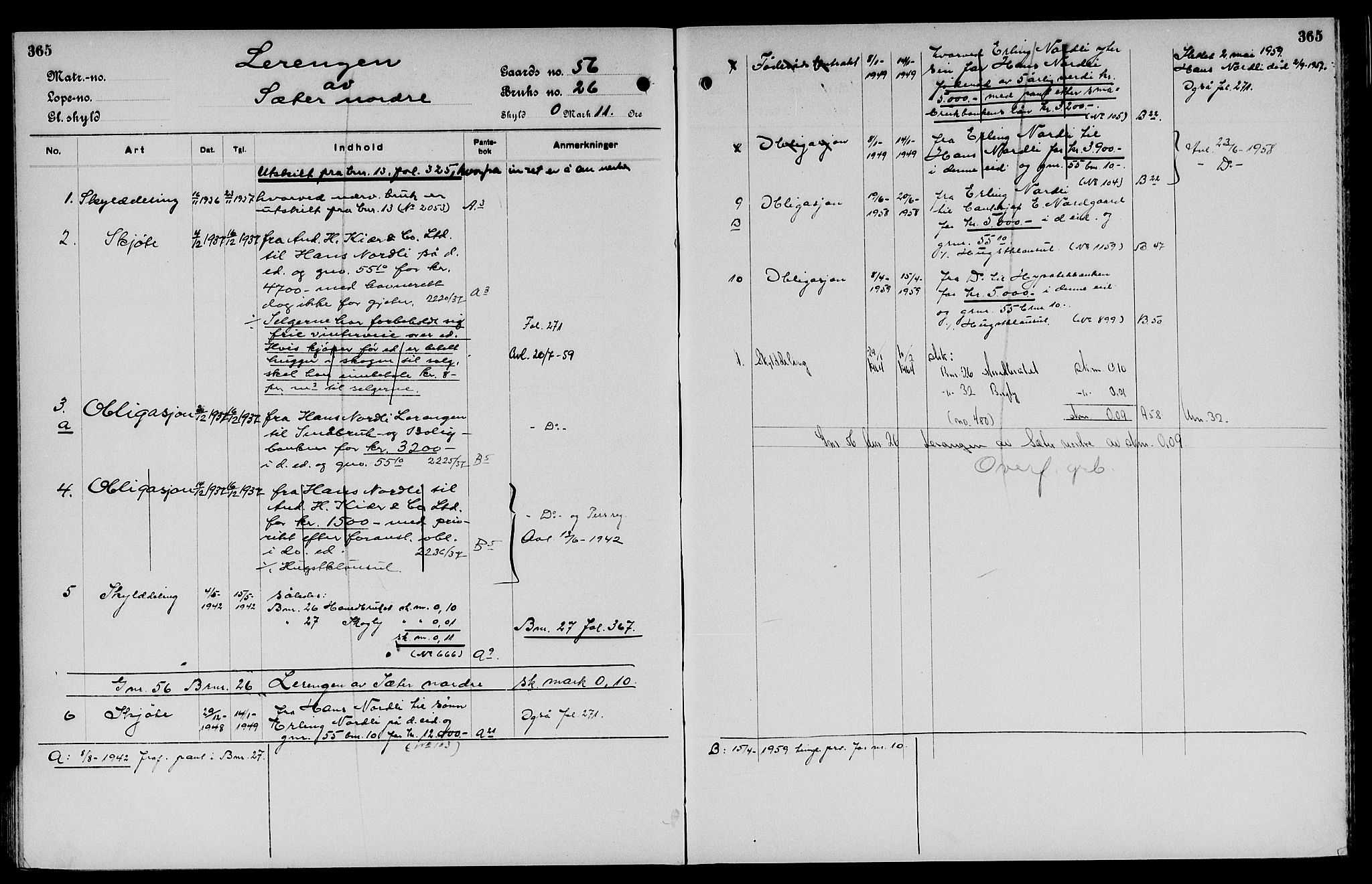 Vinger og Odal sorenskriveri, SAH/TING-022/H/Ha/Hac/Hacc/L0008: Panteregister nr. 3.8, 1923, s. 365