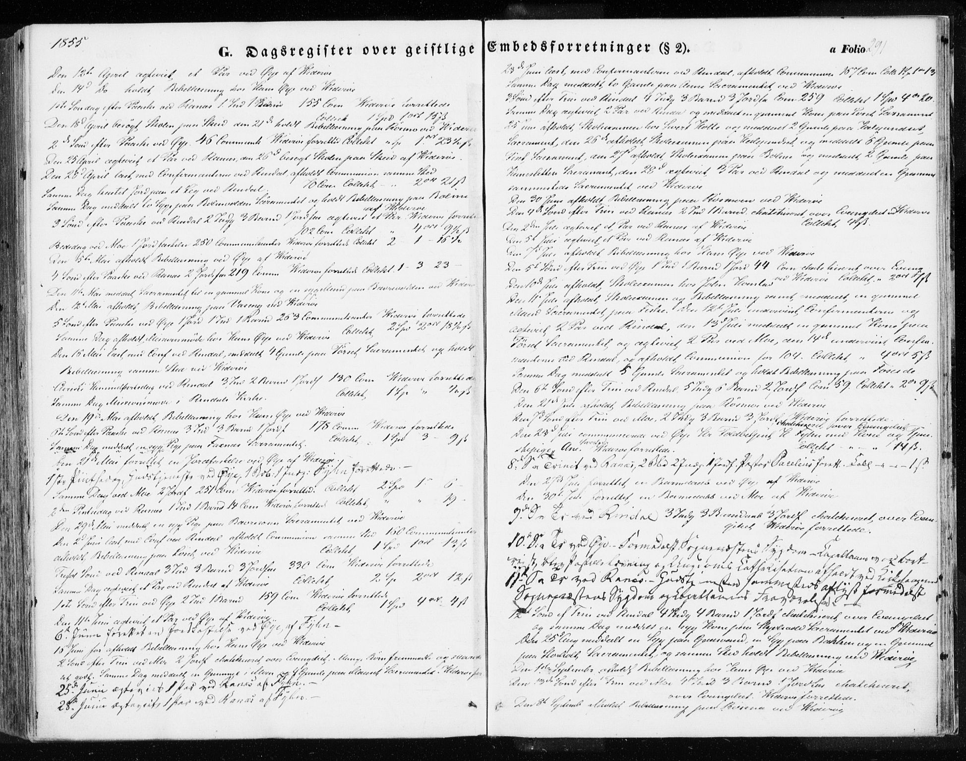 Ministerialprotokoller, klokkerbøker og fødselsregistre - Møre og Romsdal, SAT/A-1454/595/L1044: Ministerialbok nr. 595A06, 1852-1863, s. 291