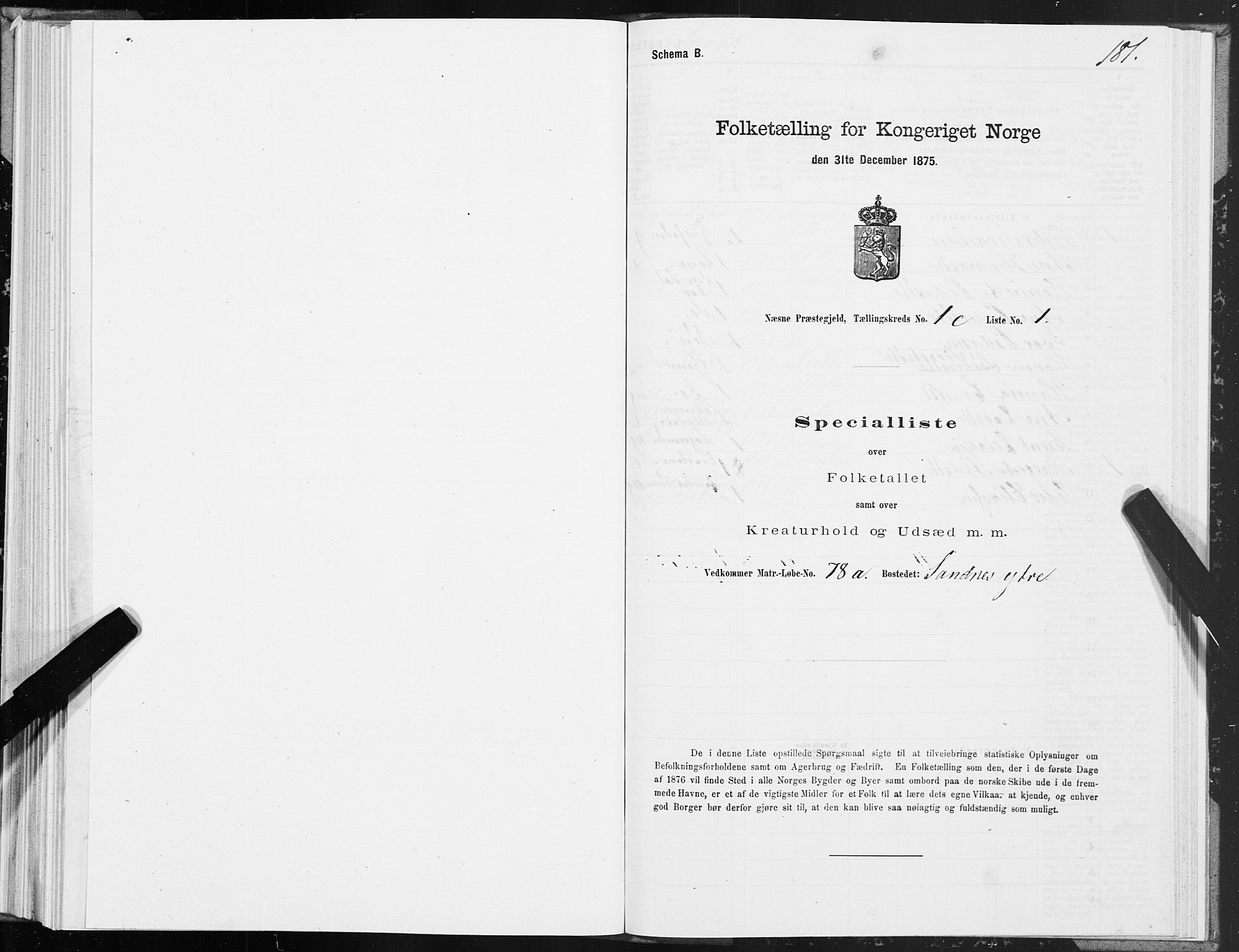 SAT, Folketelling 1875 for 1828P Nesna prestegjeld, 1875, s. 1181