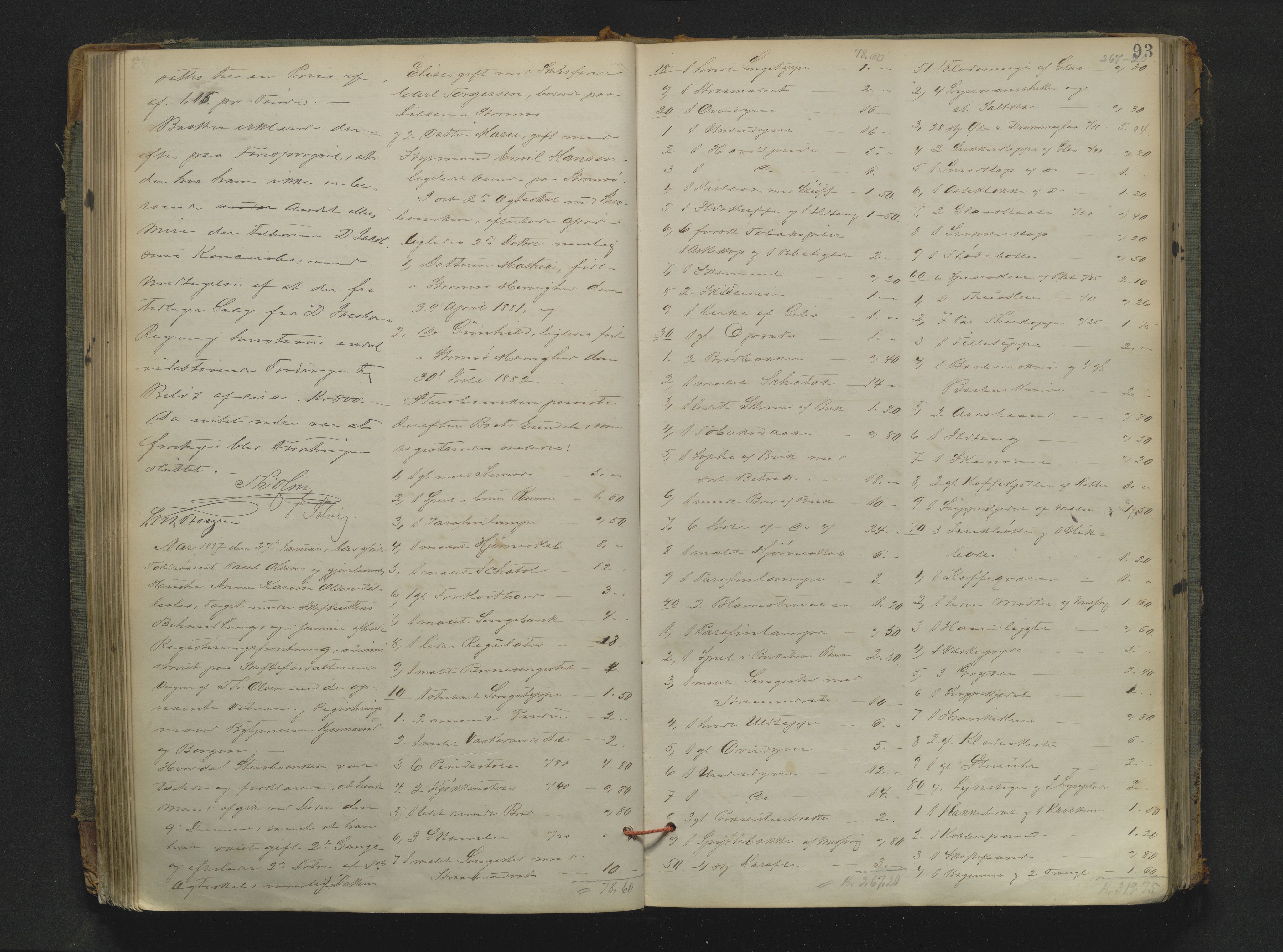 Drammen byfogd, AV/SAKO-A-222/H/Hb/Hbb/L0006: Registreringsprotokoll., 1886-1891, s. 93
