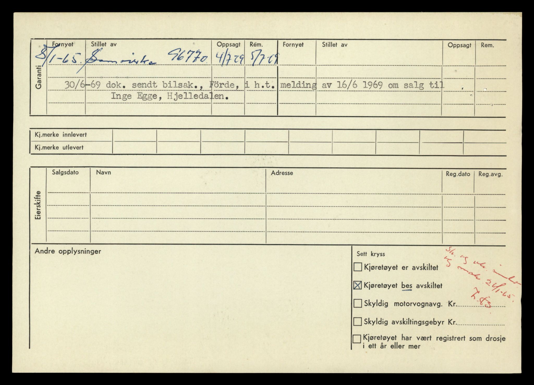 Møre og Romsdal vegkontor - Ålesund trafikkstasjon, AV/SAT-A-4099/F/Fe/L0042: Registreringskort for kjøretøy T 13906 - T 14079, 1927-1998, s. 3000