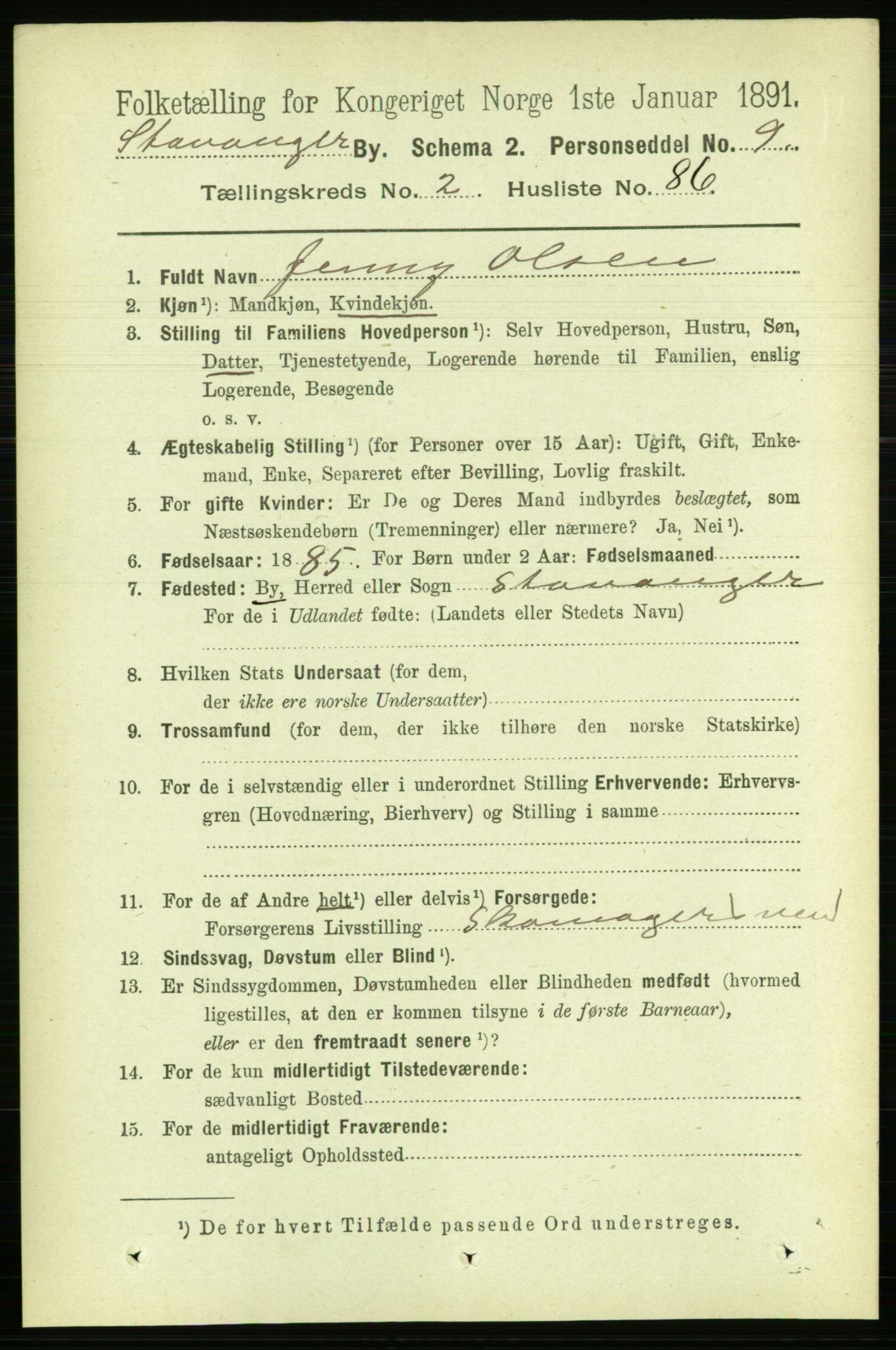 RA, Folketelling 1891 for 1103 Stavanger kjøpstad, 1891, s. 6675