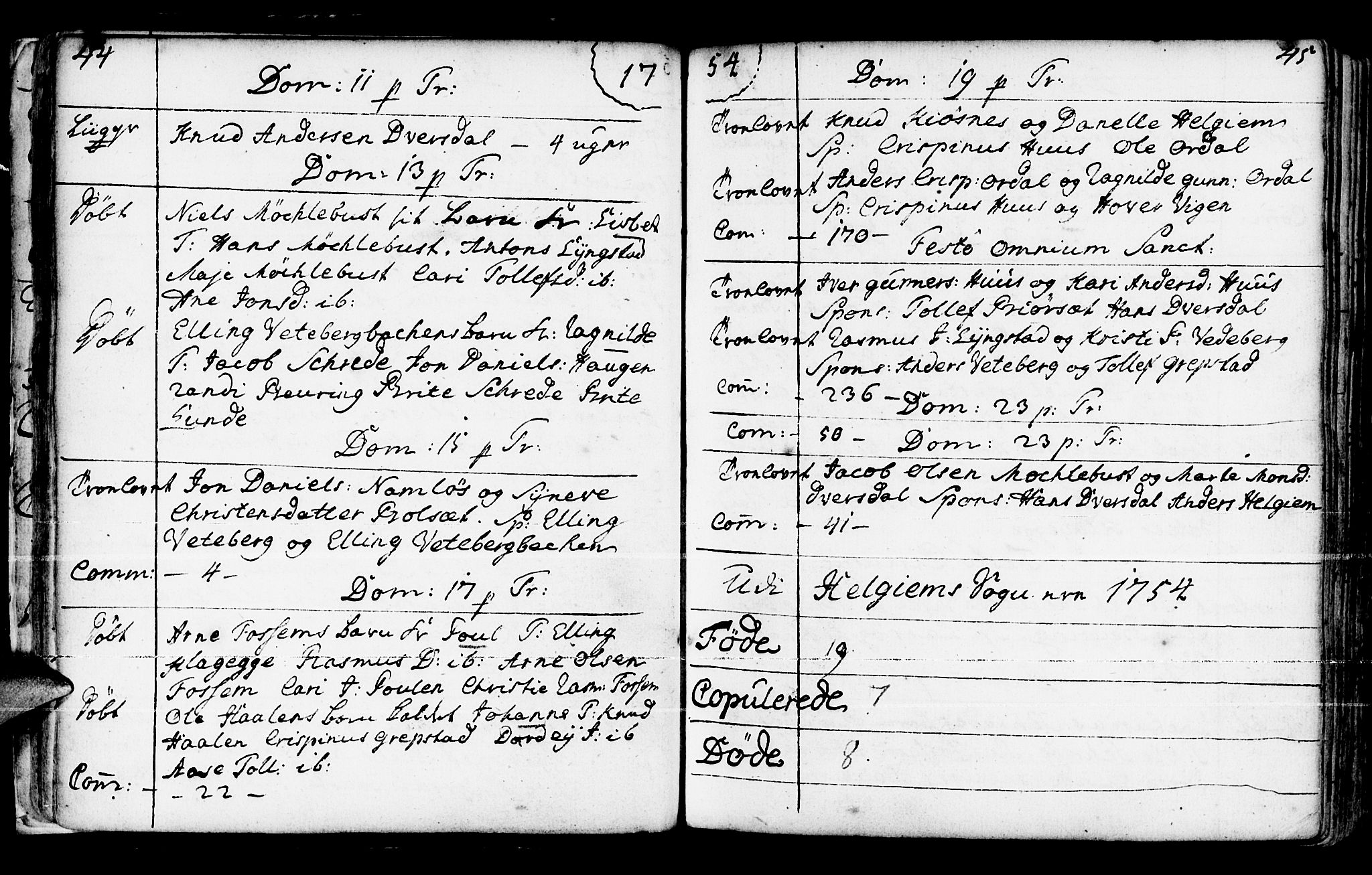 Jølster sokneprestembete, AV/SAB-A-80701/H/Haa/Haaa/L0004: Ministerialbok nr. A 4, 1749-1789, s. 44-45