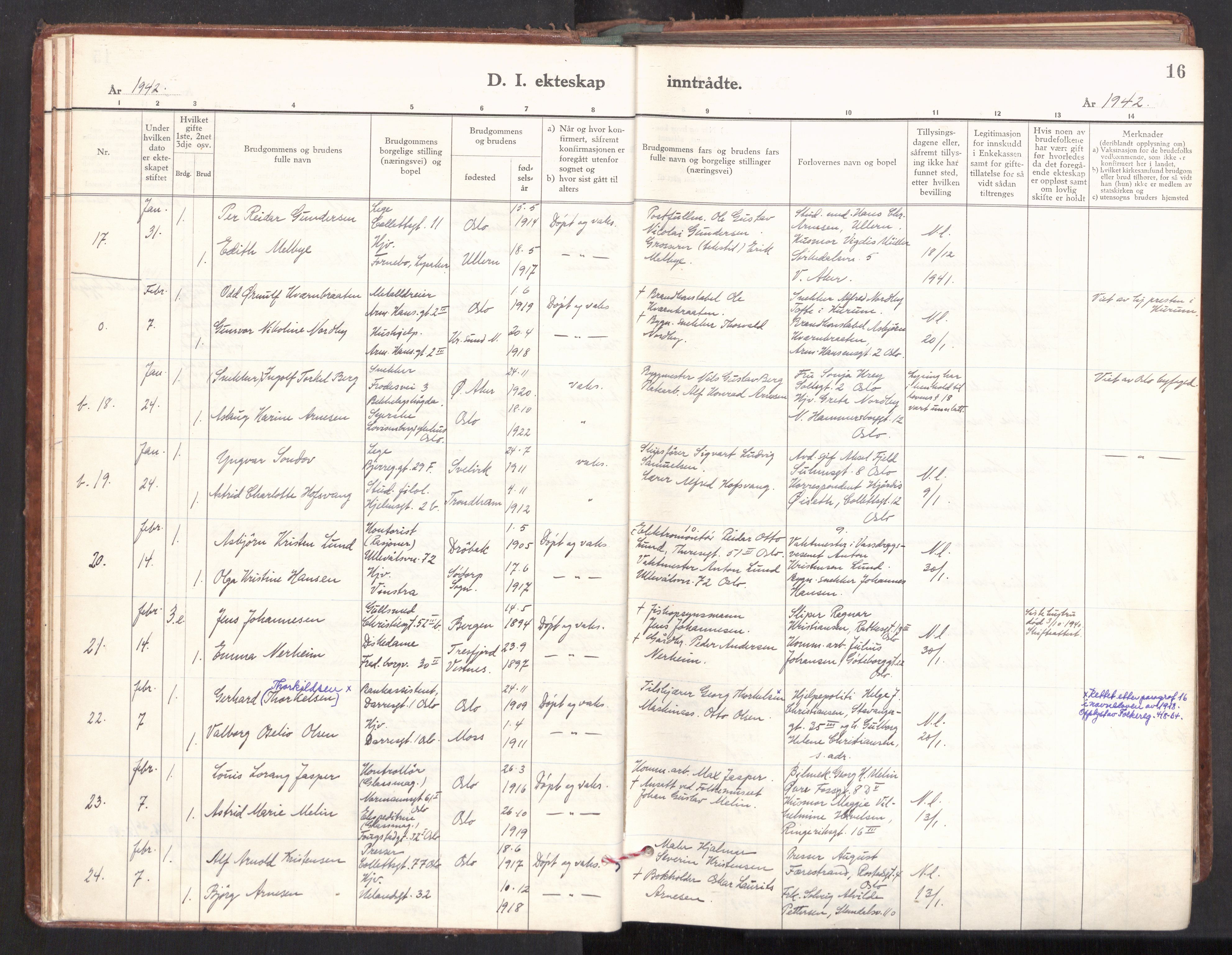 Gamle Aker prestekontor Kirkebøker, AV/SAO-A-10617a/F/L0022: Ministerialbok nr. 22, 1941-1952, s. 16