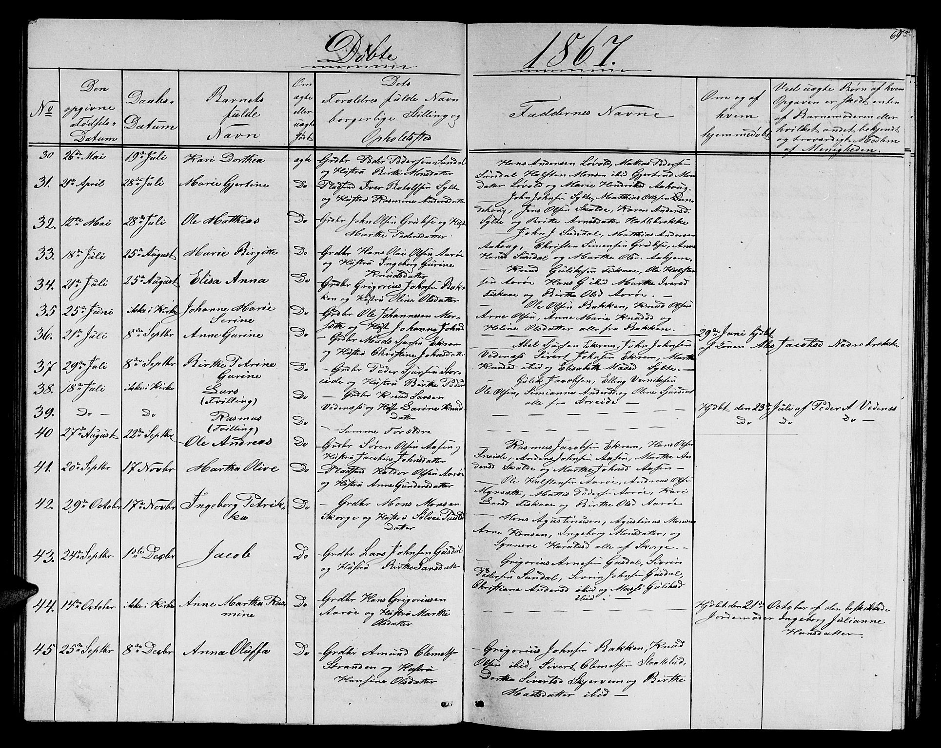 Ministerialprotokoller, klokkerbøker og fødselsregistre - Møre og Romsdal, AV/SAT-A-1454/501/L0015: Klokkerbok nr. 501C01, 1854-1867, s. 69