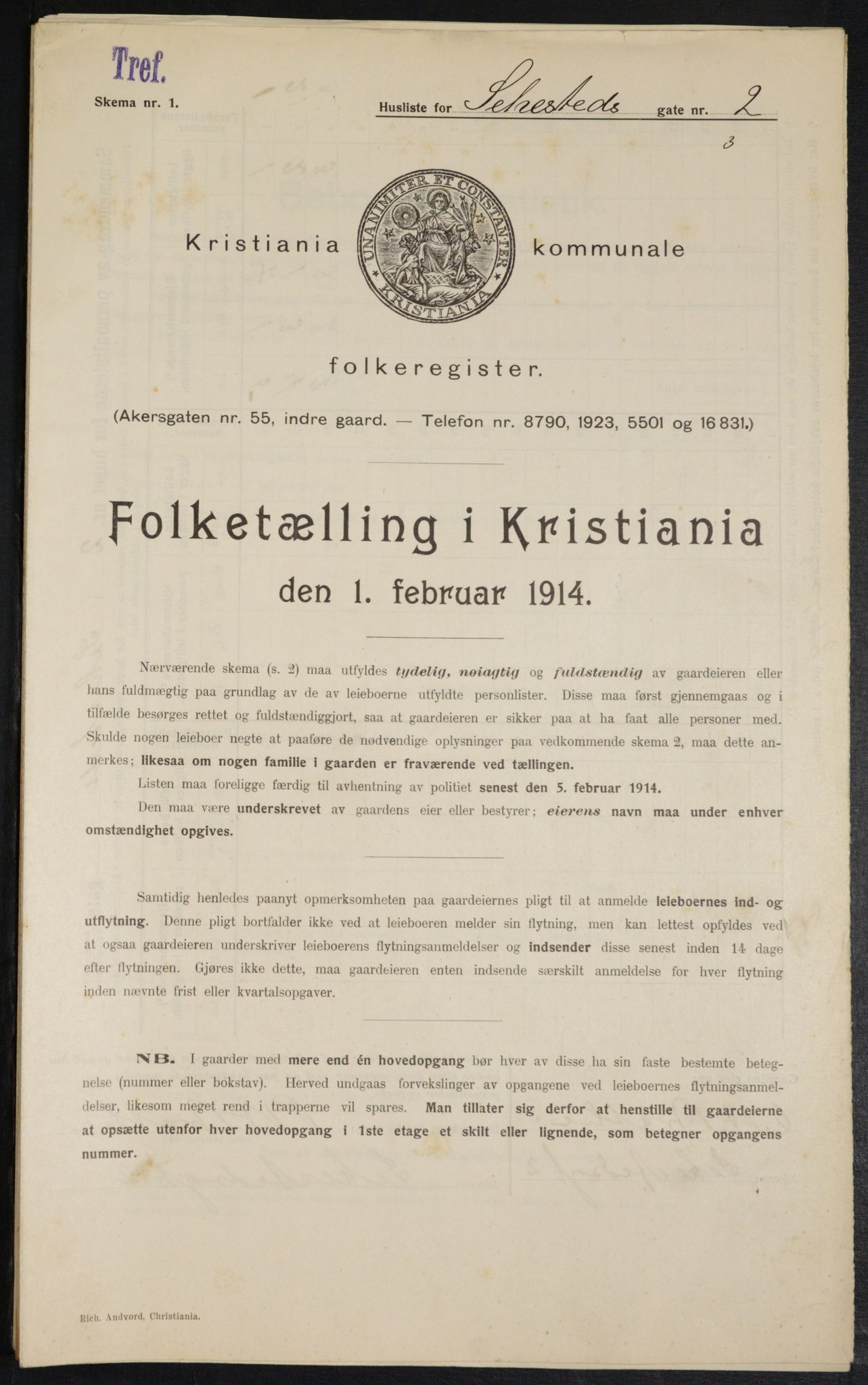 OBA, Kommunal folketelling 1.2.1914 for Kristiania, 1914, s. 93580