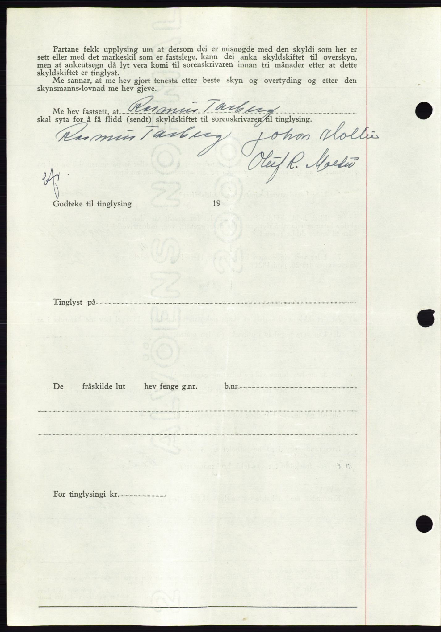 Søre Sunnmøre sorenskriveri, AV/SAT-A-4122/1/2/2C/L0078: Pantebok nr. 4A, 1946-1946, Dagboknr: 700/1946