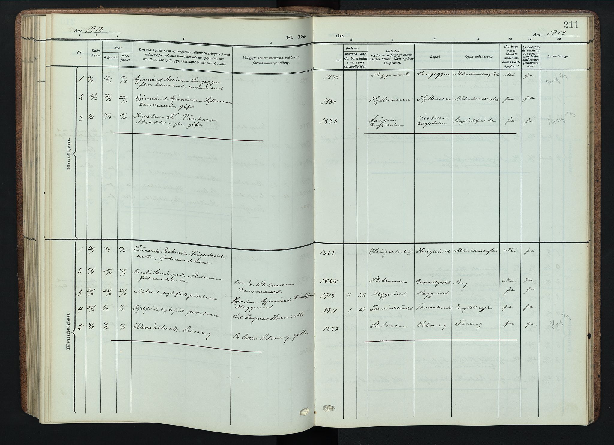 Engerdal prestekontor, AV/SAH-PREST-048/H/Ha/Hab/L0001: Klokkerbok nr. 1, 1911-1947, s. 211