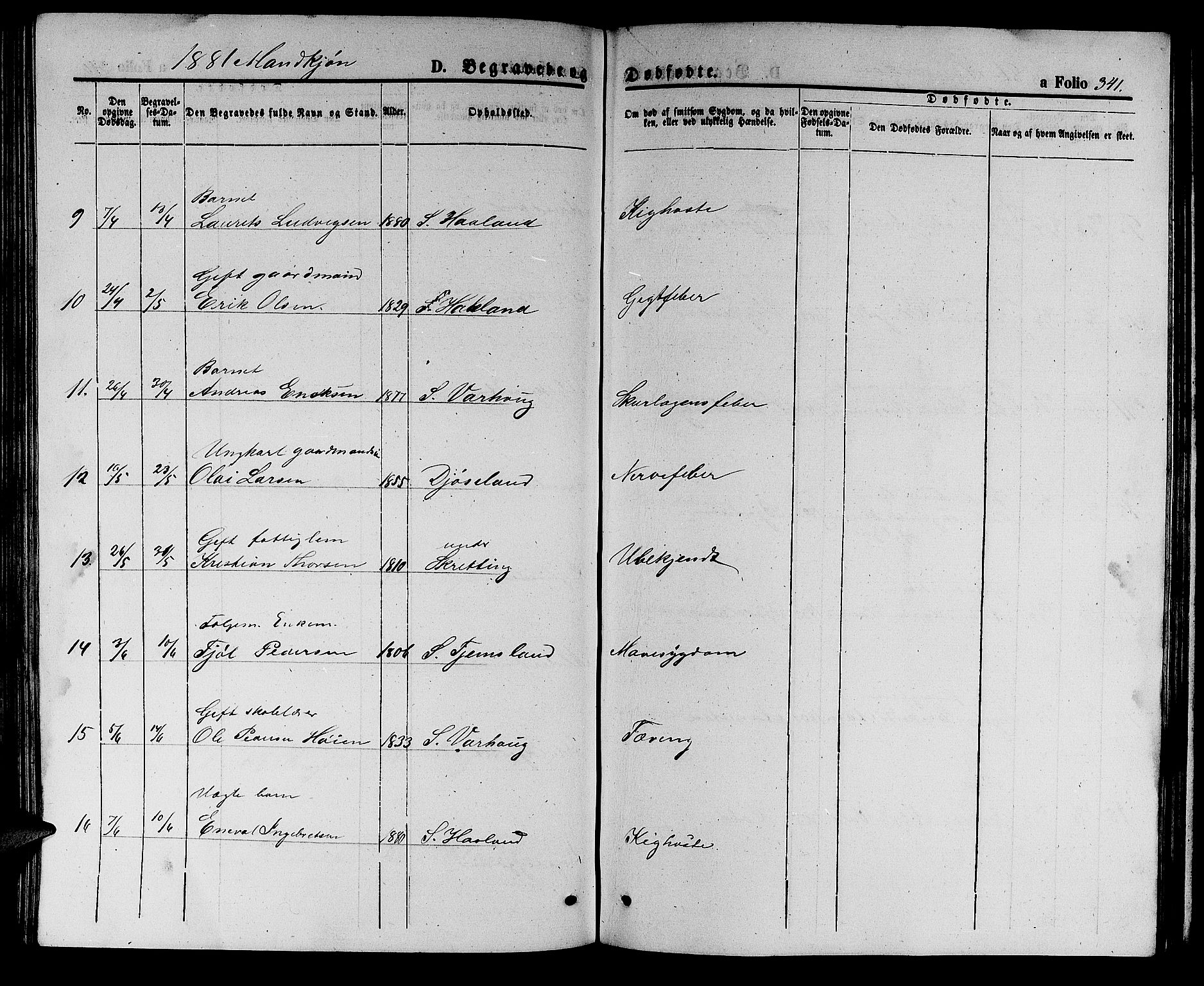 Hå sokneprestkontor, AV/SAST-A-101801/001/30BB/L0002: Klokkerbok nr. B 2, 1854-1883, s. 341