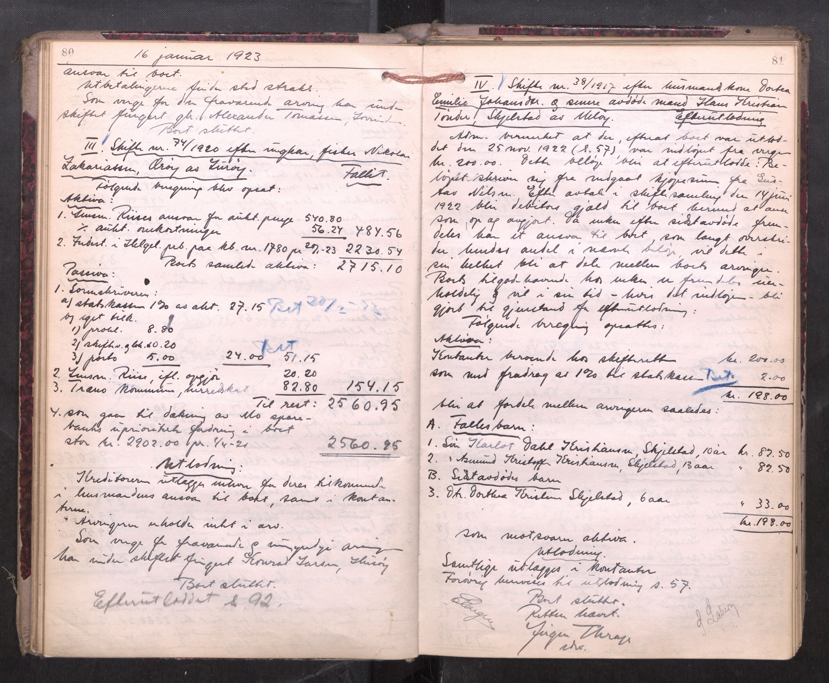 Rana sorenskriveri , AV/SAT-A-1108/1/3/3A/L0010: Skifteslutningsprotokoll, 1921-1927, s. 80-81