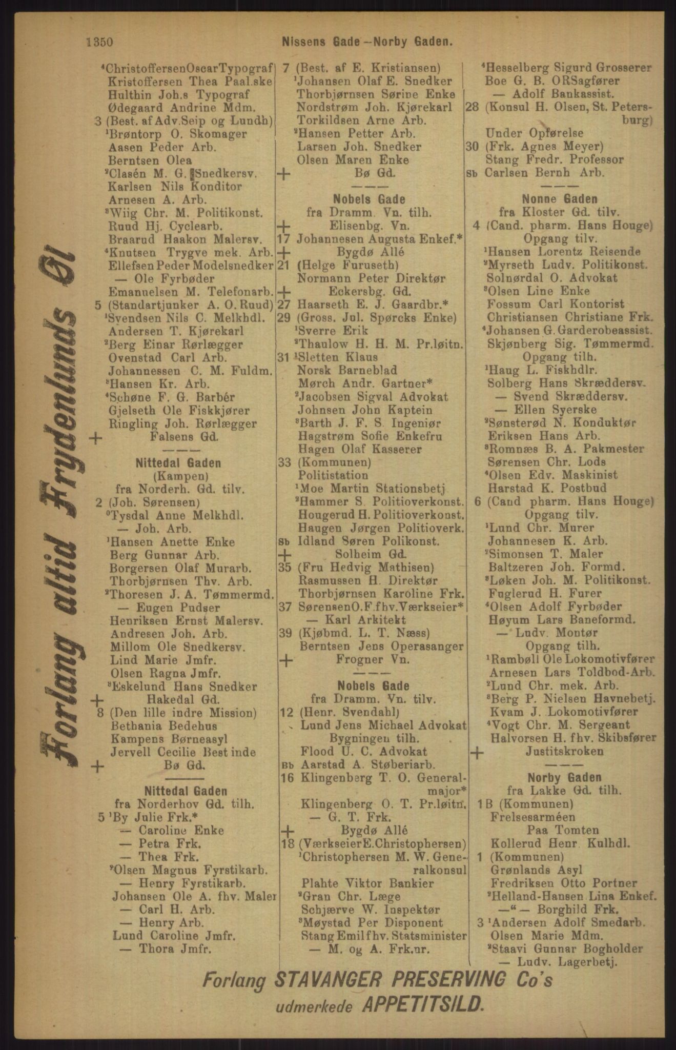 Kristiania/Oslo adressebok, PUBL/-, 1911, s. 1350