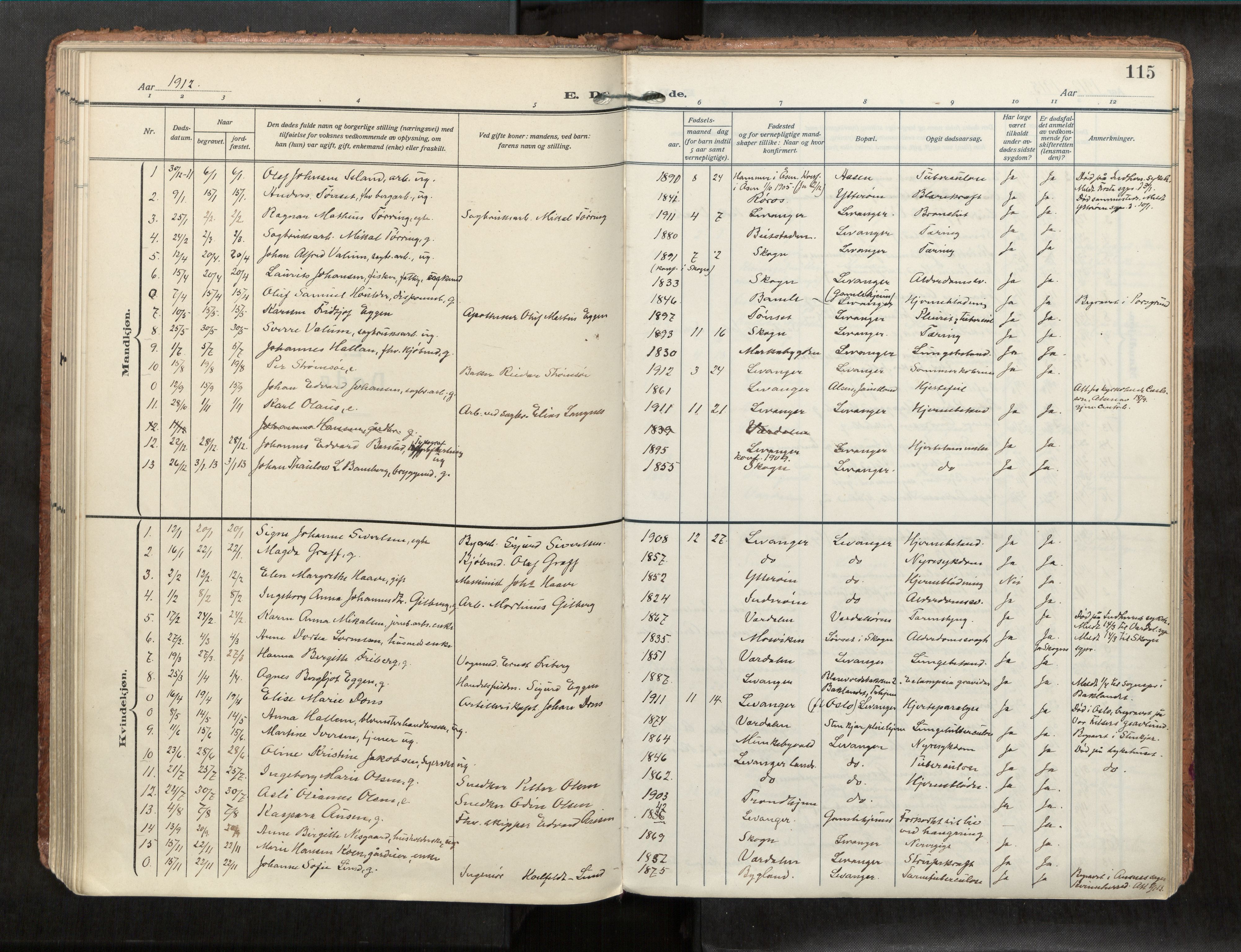 Levanger sokneprestkontor, AV/SAT-A-1301/2/H/Haa/L0001: Ministerialbok nr. 1, 1912-1932, s. 115