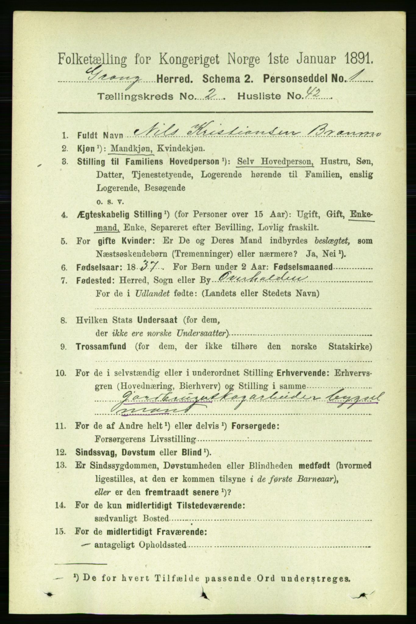 RA, Folketelling 1891 for 1742 Grong herred, 1891, s. 976
