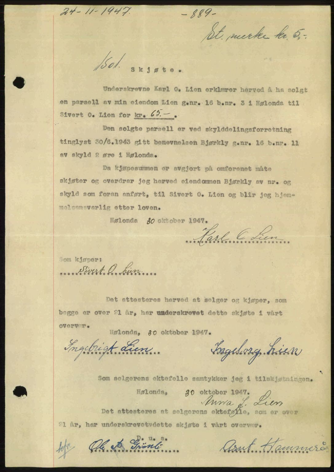 Gauldal sorenskriveri, SAT/A-0014/1/2/2C: Pantebok nr. A5, 1947-1948, Dagboknr: 1501/1947