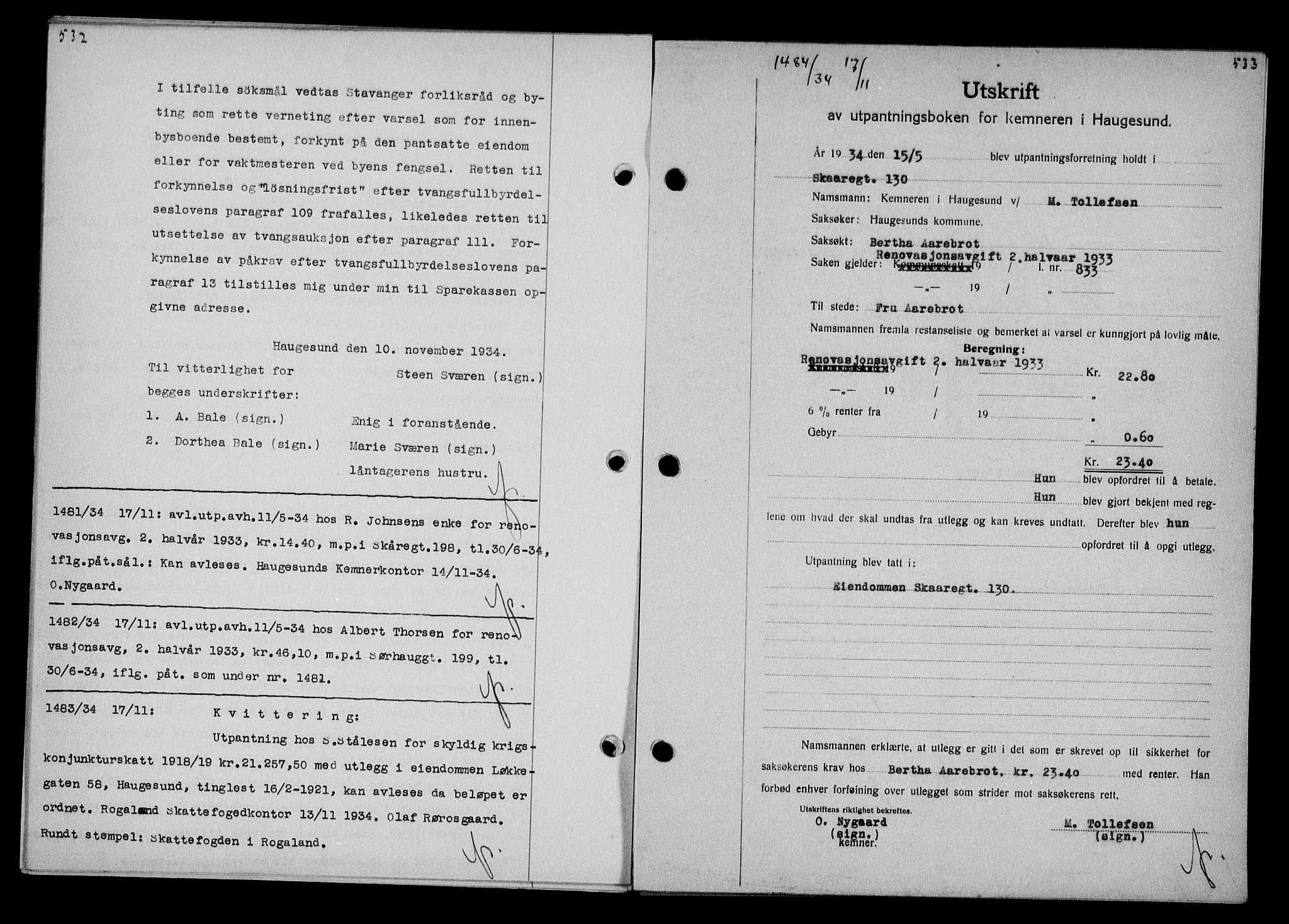 Haugesund tingrett, SAST/A-101415/01/II/IIC/L0028: Pantebok nr. 28, 1934-1935, Tingl.dato: 17.11.1934