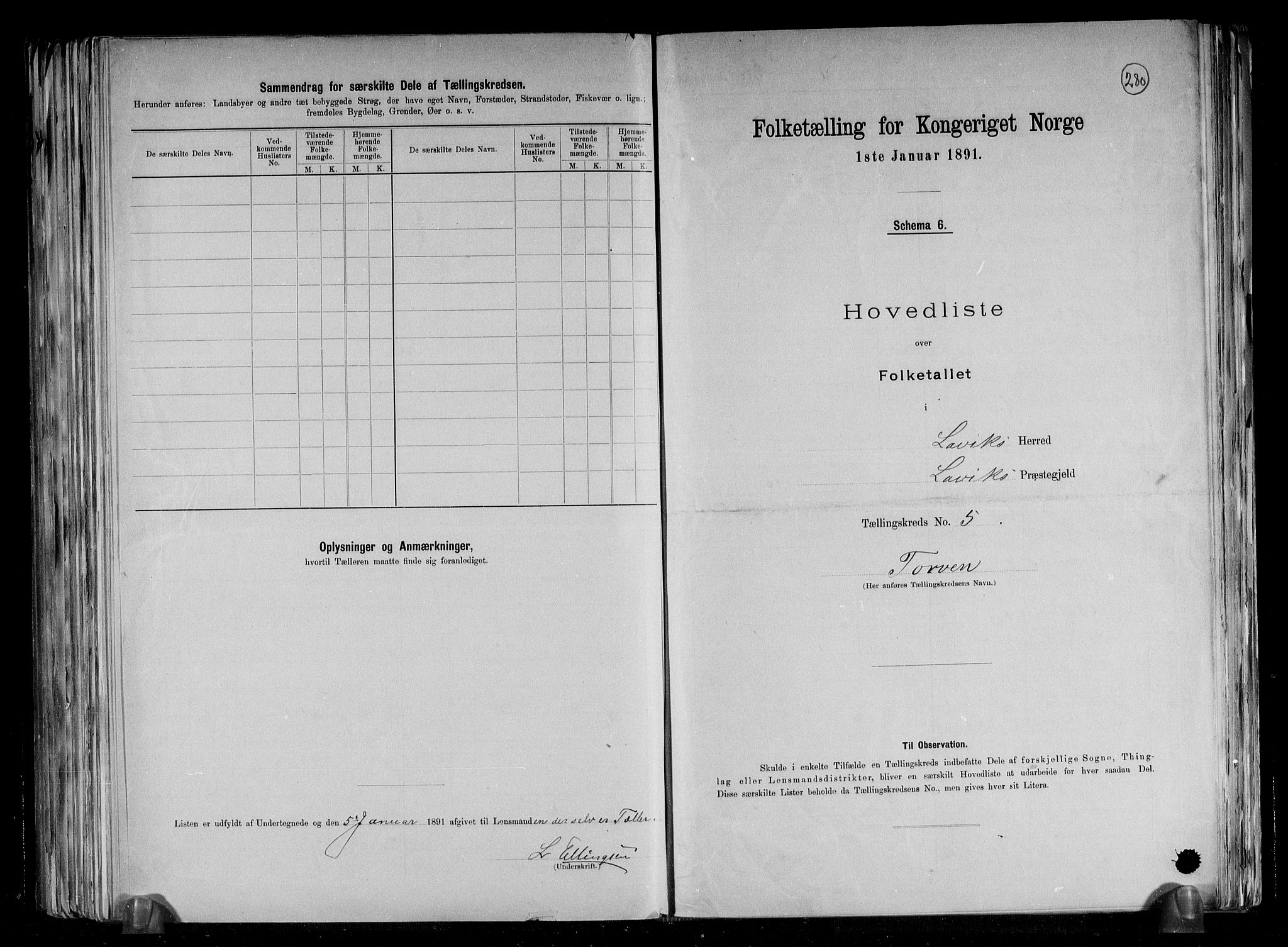 RA, Folketelling 1891 for 1415 Lavik og Brekke herred, 1891, s. 12