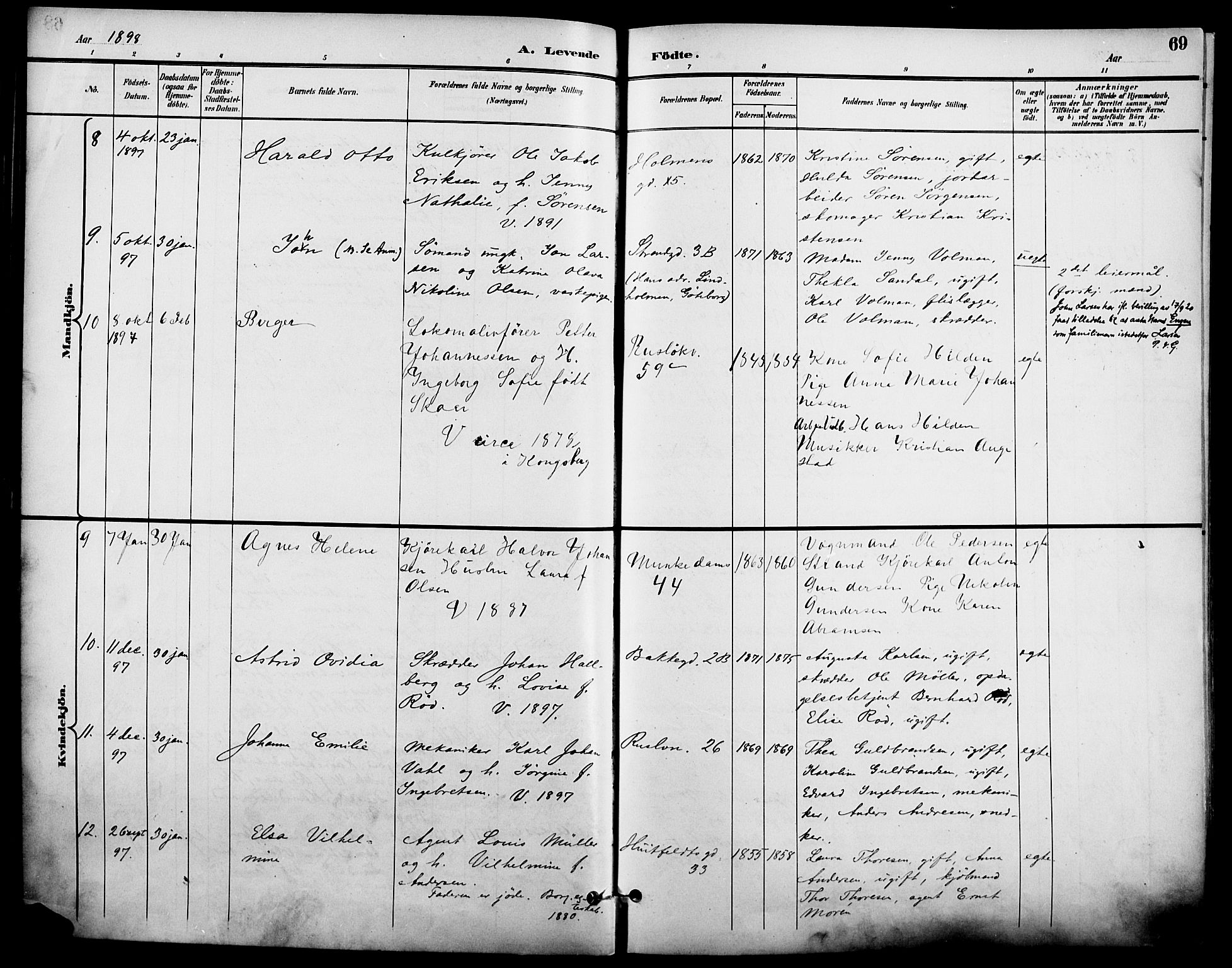 Johannes prestekontor Kirkebøker, AV/SAO-A-10852/F/Fa/L0007: Ministerialbok nr. 7, 1896-1905, s. 69