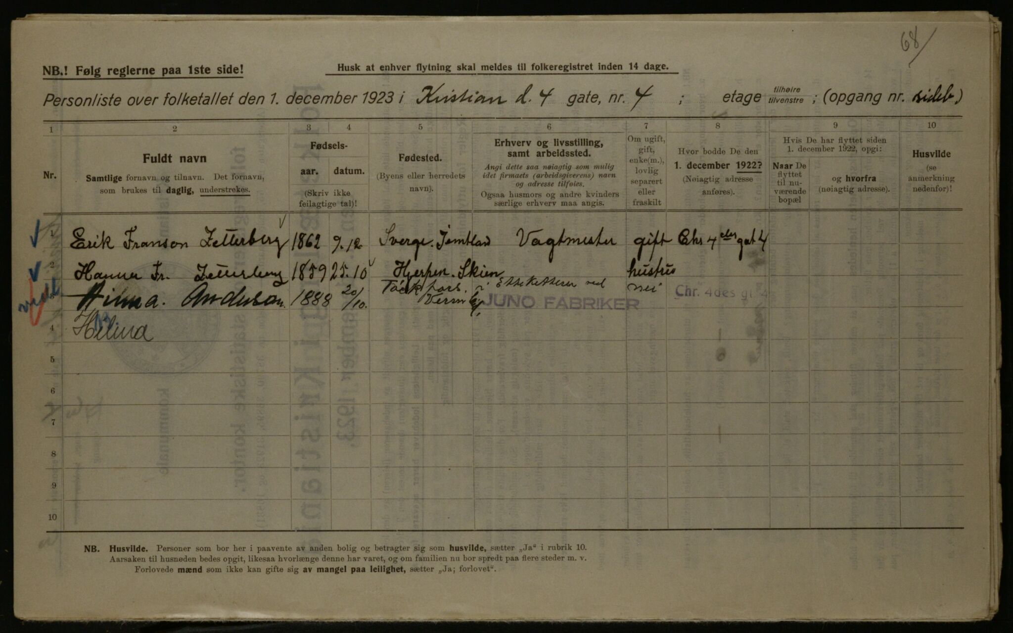 OBA, Kommunal folketelling 1.12.1923 for Kristiania, 1923, s. 60751