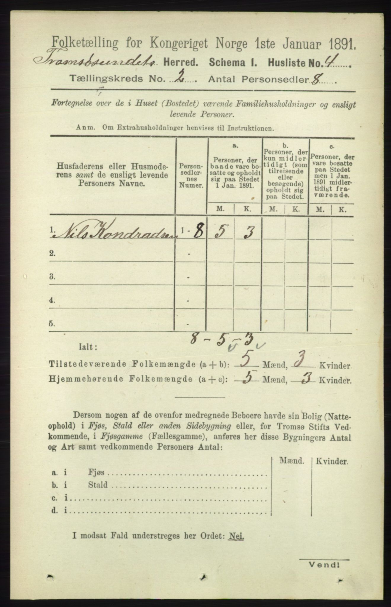 RA, Folketelling 1891 for 1934 Tromsøysund herred, 1891, s. 516